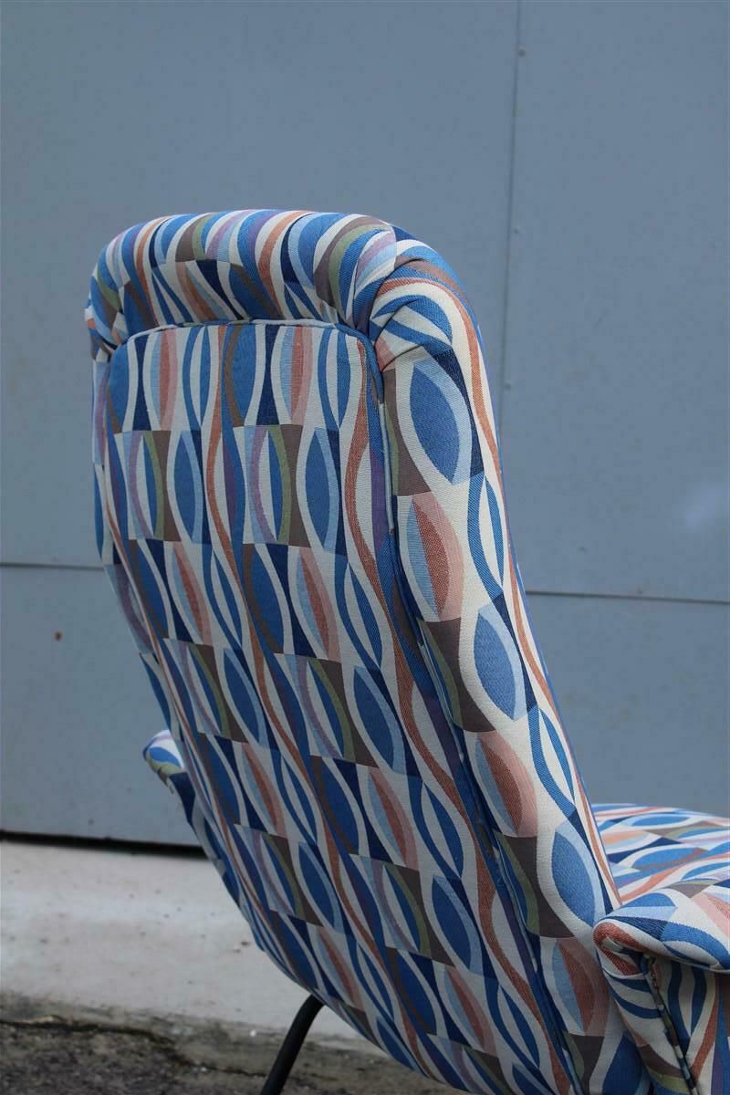 Italian Mid Century Armchair Arflex 1950s Optical Fabric Iron Feet photo vintage
