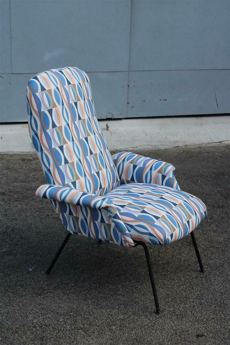 Furniture Italian Mid Century Armchair Arflex 1950s Optical Fabric Iron Feet photo