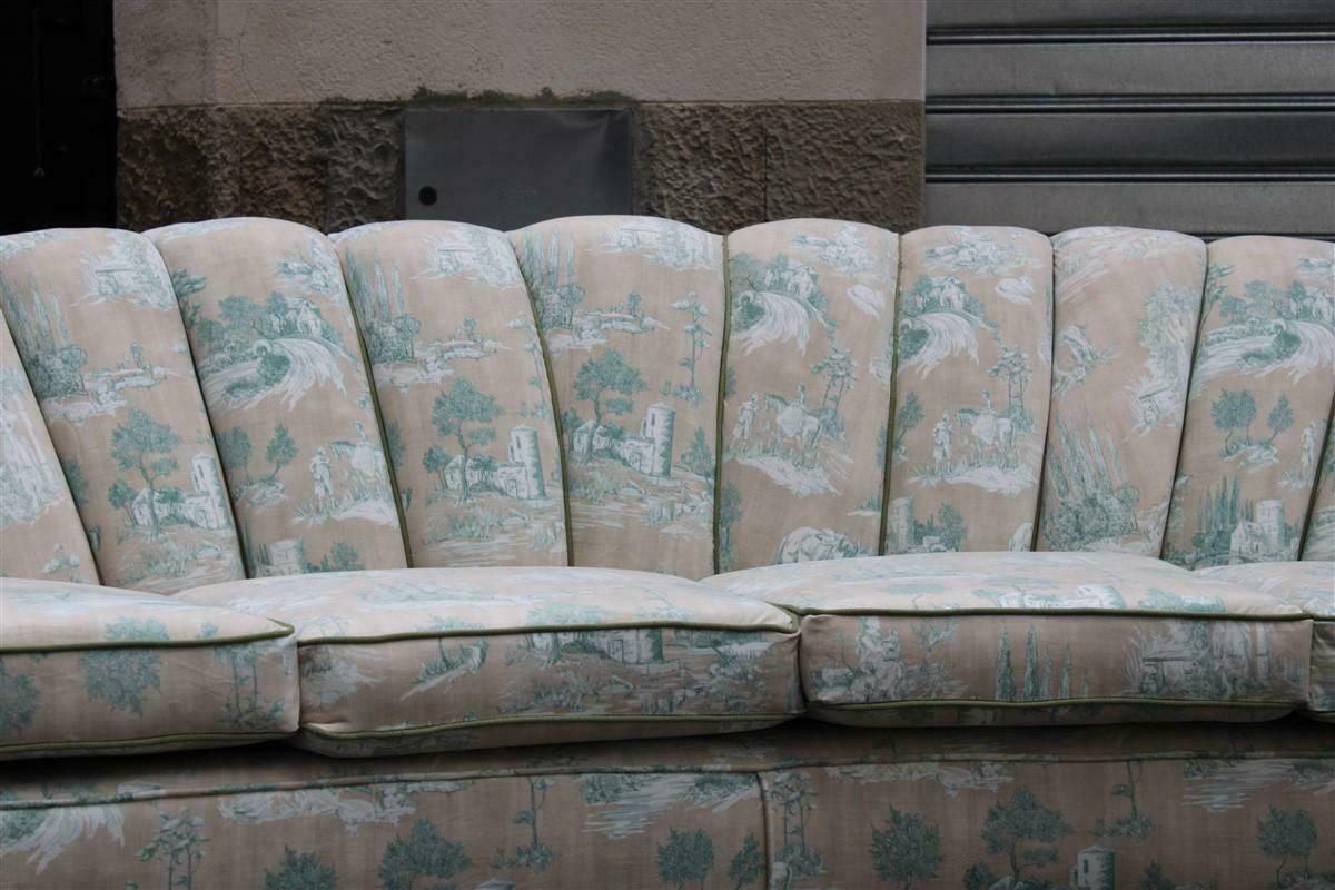 Large Shell Sofa Guglielmo Ulrich 1950s Italy Decorated Velvet Fabric Ochres photo 9407.0