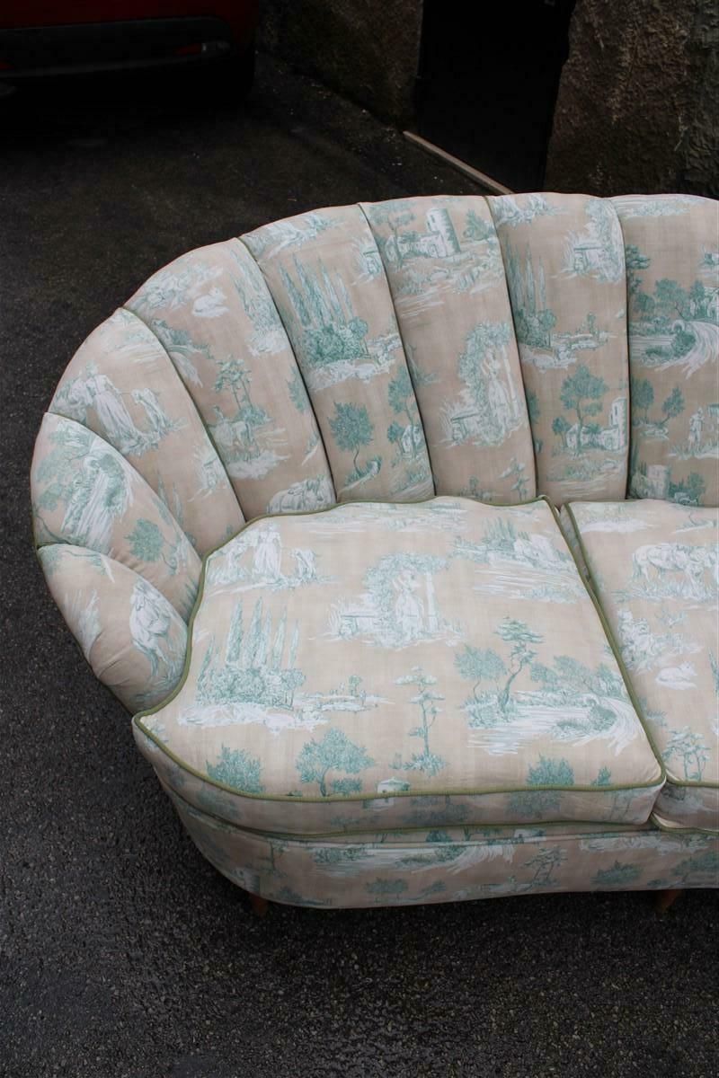 Furniture Large Shell Sofa Guglielmo Ulrich 1950s Italy Decorated Velvet Fabric Ochres photo