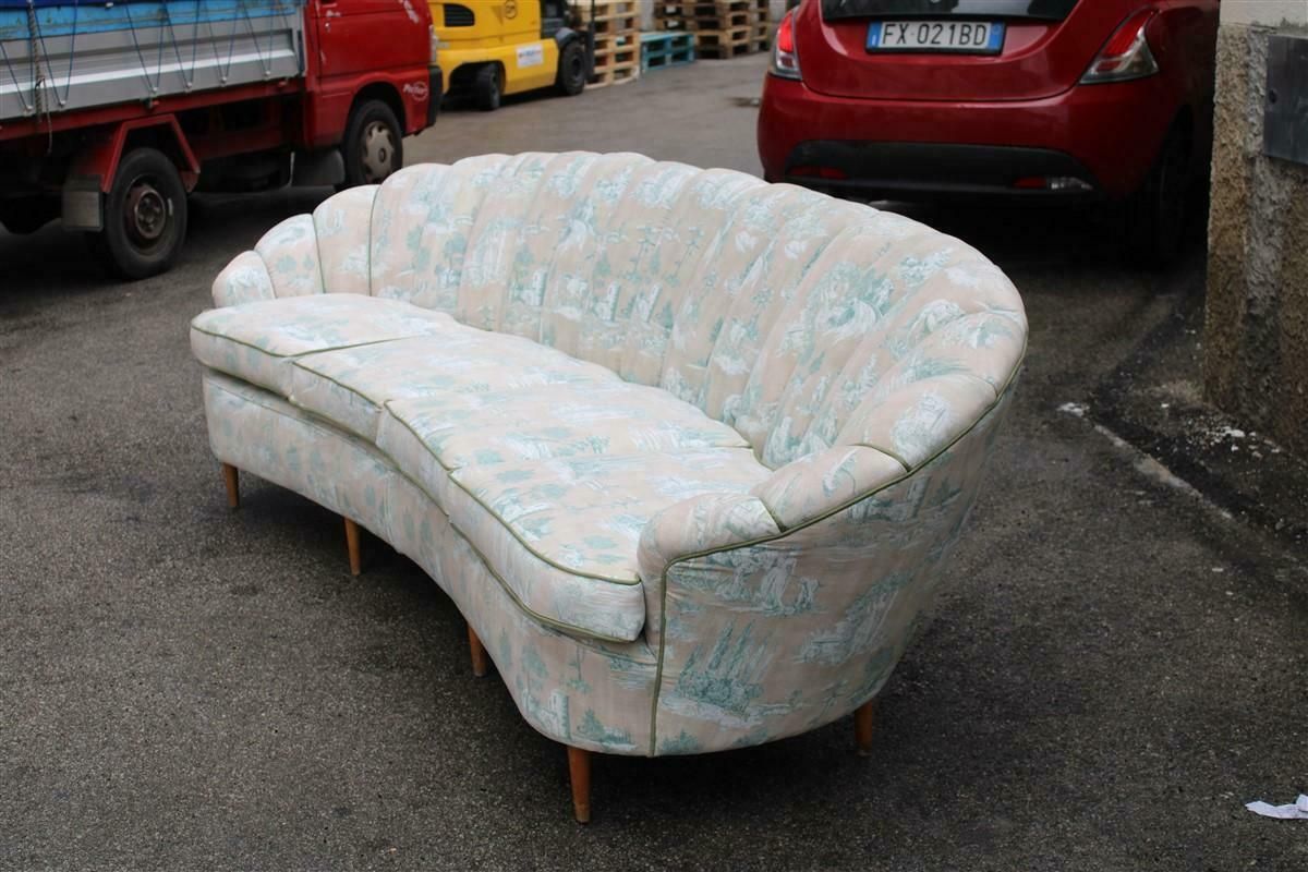 photo buy Large Shell Sofa Guglielmo Ulrich 1950s Italy Decorated Velvet Fabric Ochres