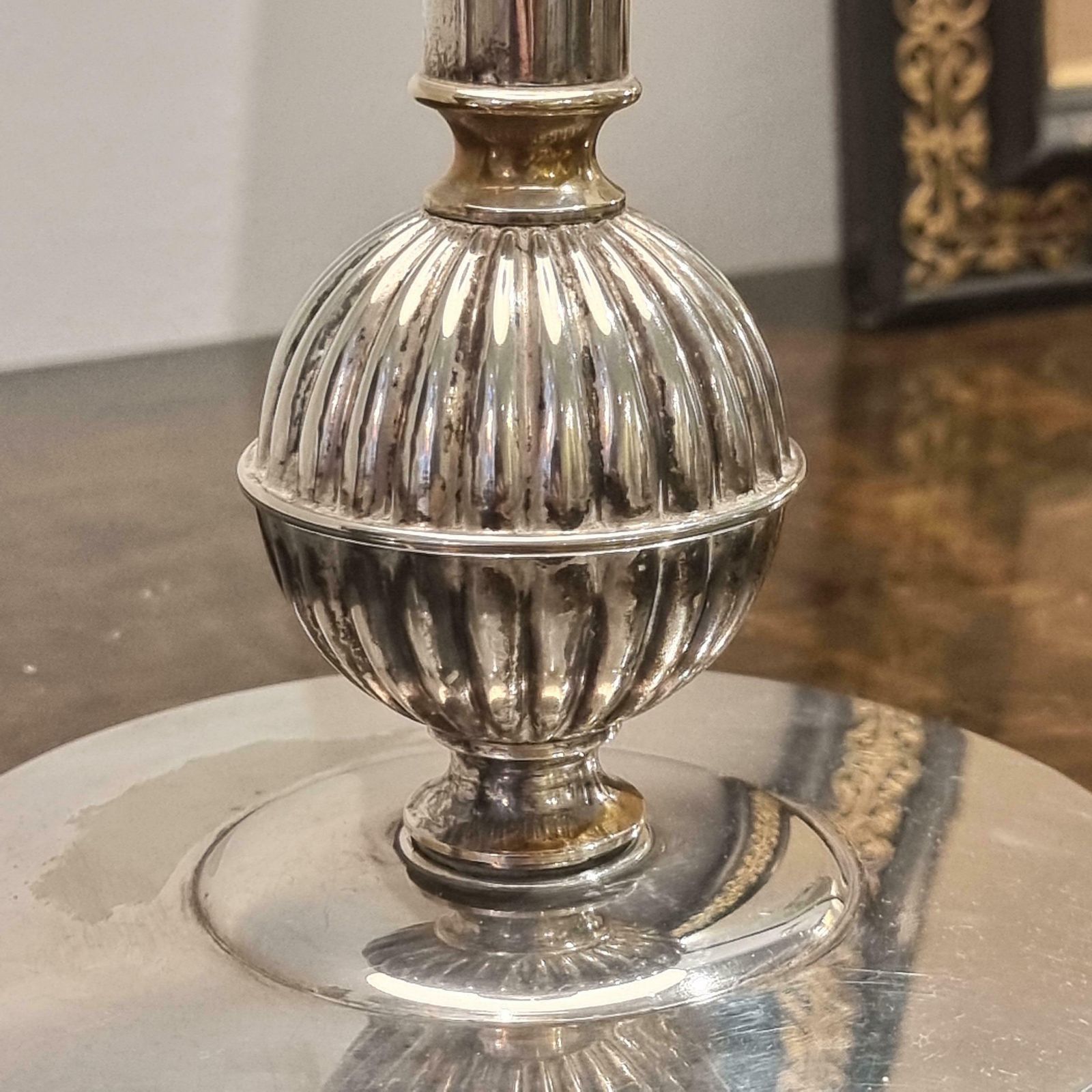 Swedish Court Jeweler Cg Hallberg, Table Lamp, Silver Plate, Swedish Grace 1930s photo for sale
