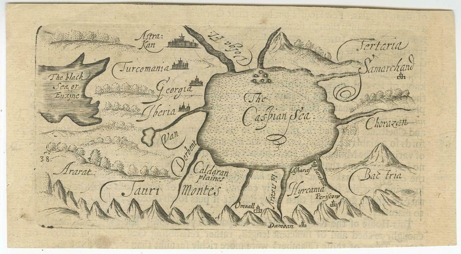 Uncommon Miniature Map Of The Region Around The Caspian Sea, Ca.1800 photo furniture