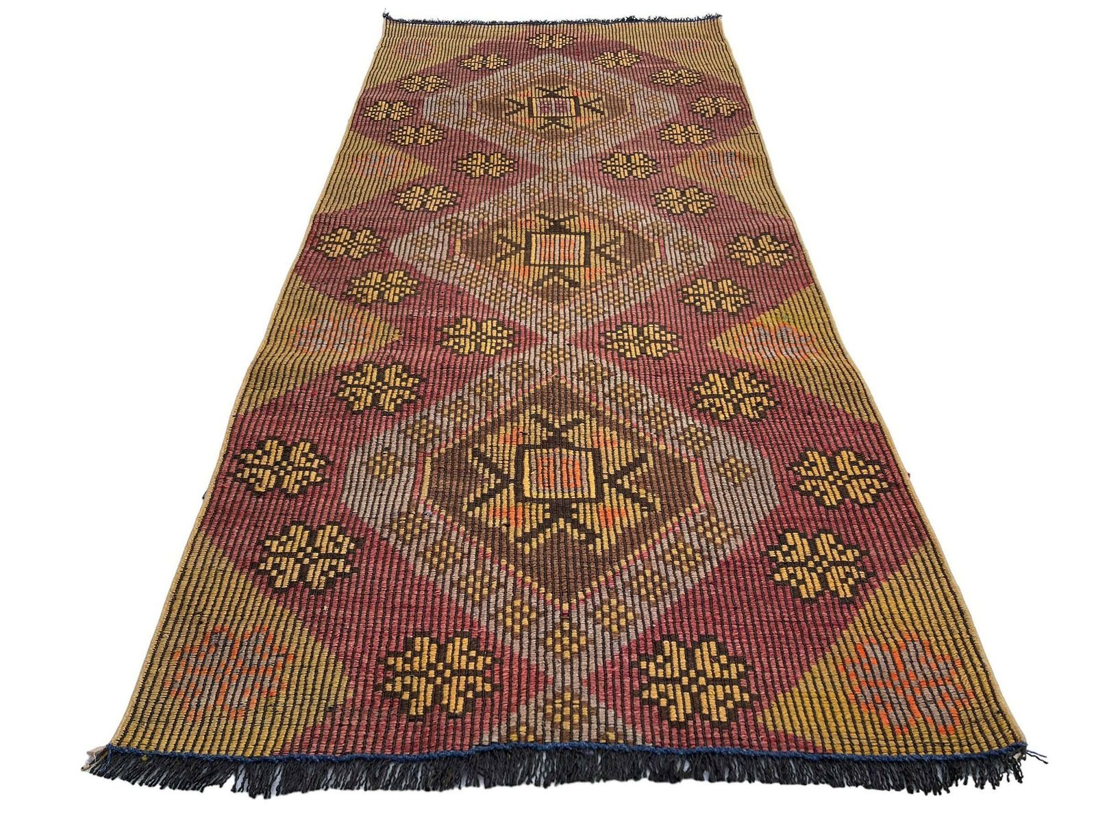 Traditioneel Turks Mini Kilimkleed, Vintage Anatolisch Turks Kelim 226 X 100 Cm photo Textiel