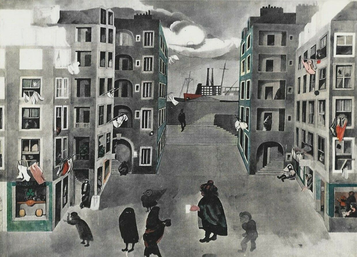 Small Framed Print Set Design By Edward Burra 'Miracle In The Gorbals'  C1949 photo furniture