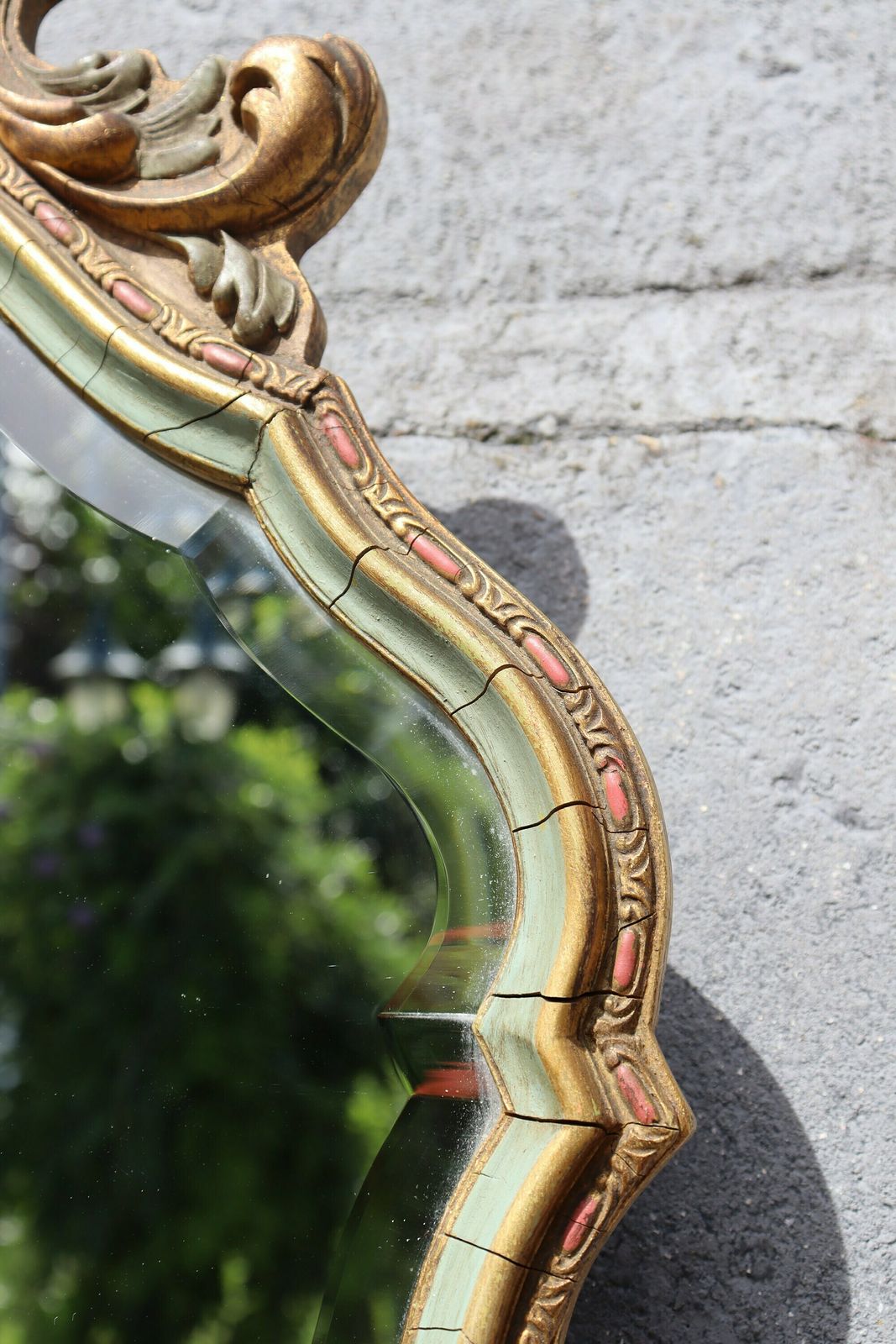 photo furniture Italian Polychrome Floral Rococo Style Mirror By Knitter Duro (St.59)
