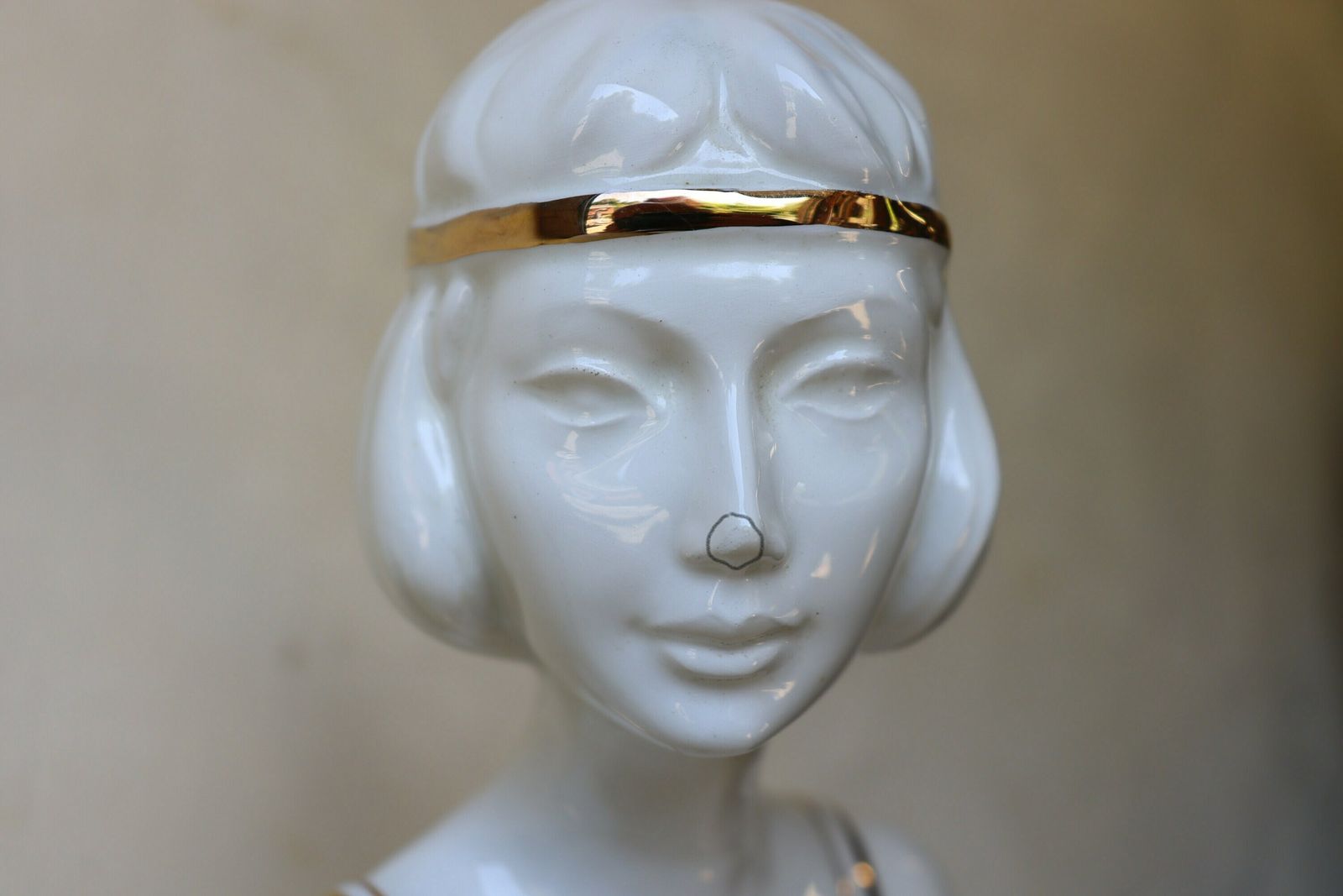 photo for sale Italian Art Deco Style 1960's Porcelain Table Lamp By Bassano (St.19)