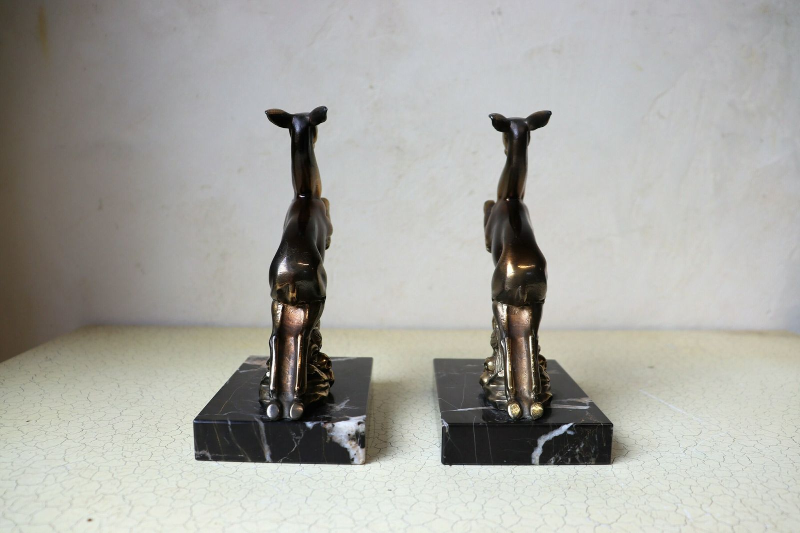 A Set Of French Art Deco Bookends, Deers On A Marble Base (St.94) photo for sale