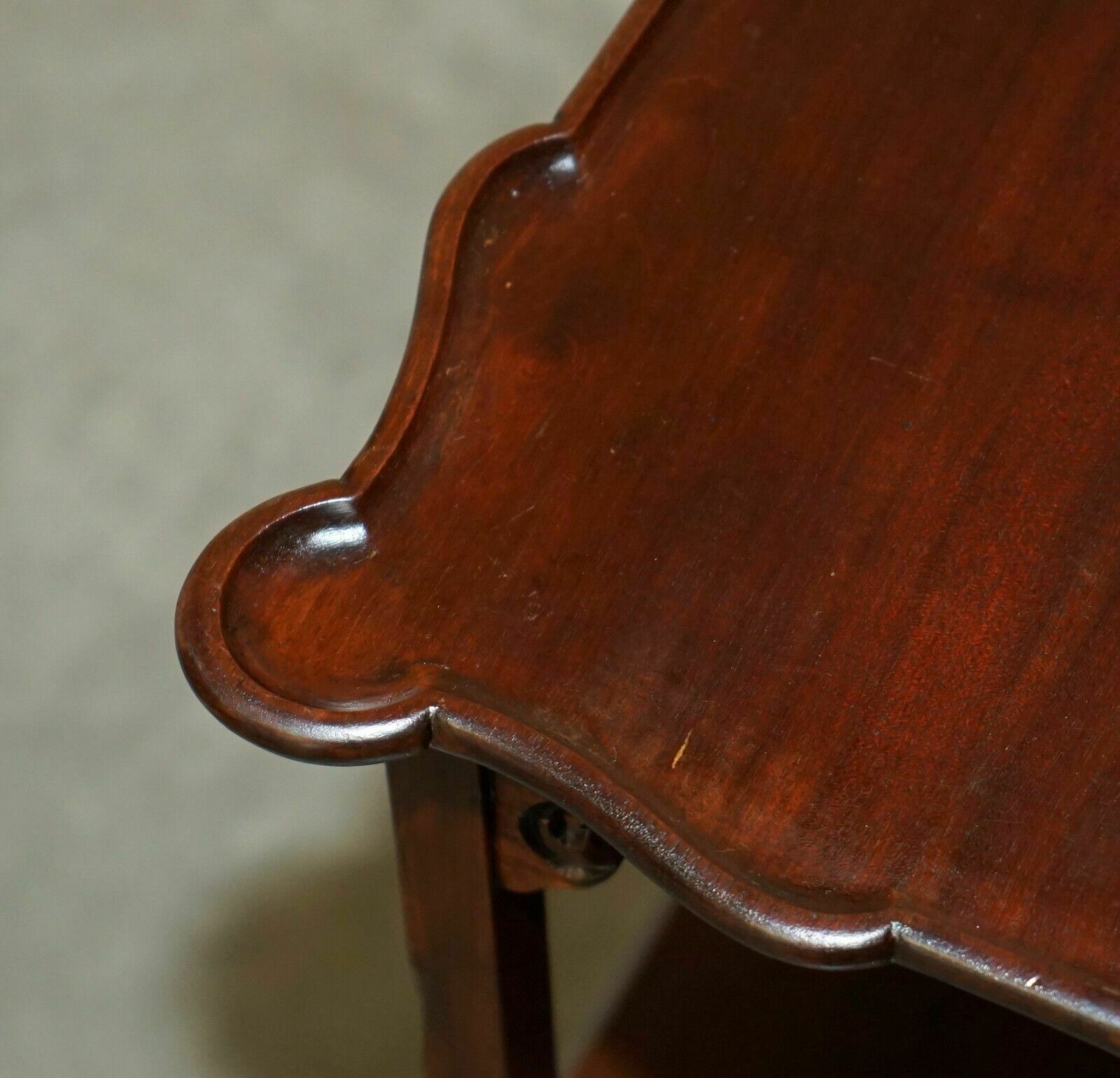Pair Of Stunning Thomas Chippendale Style Two Tiered Mahogany Side End Tables photo buy