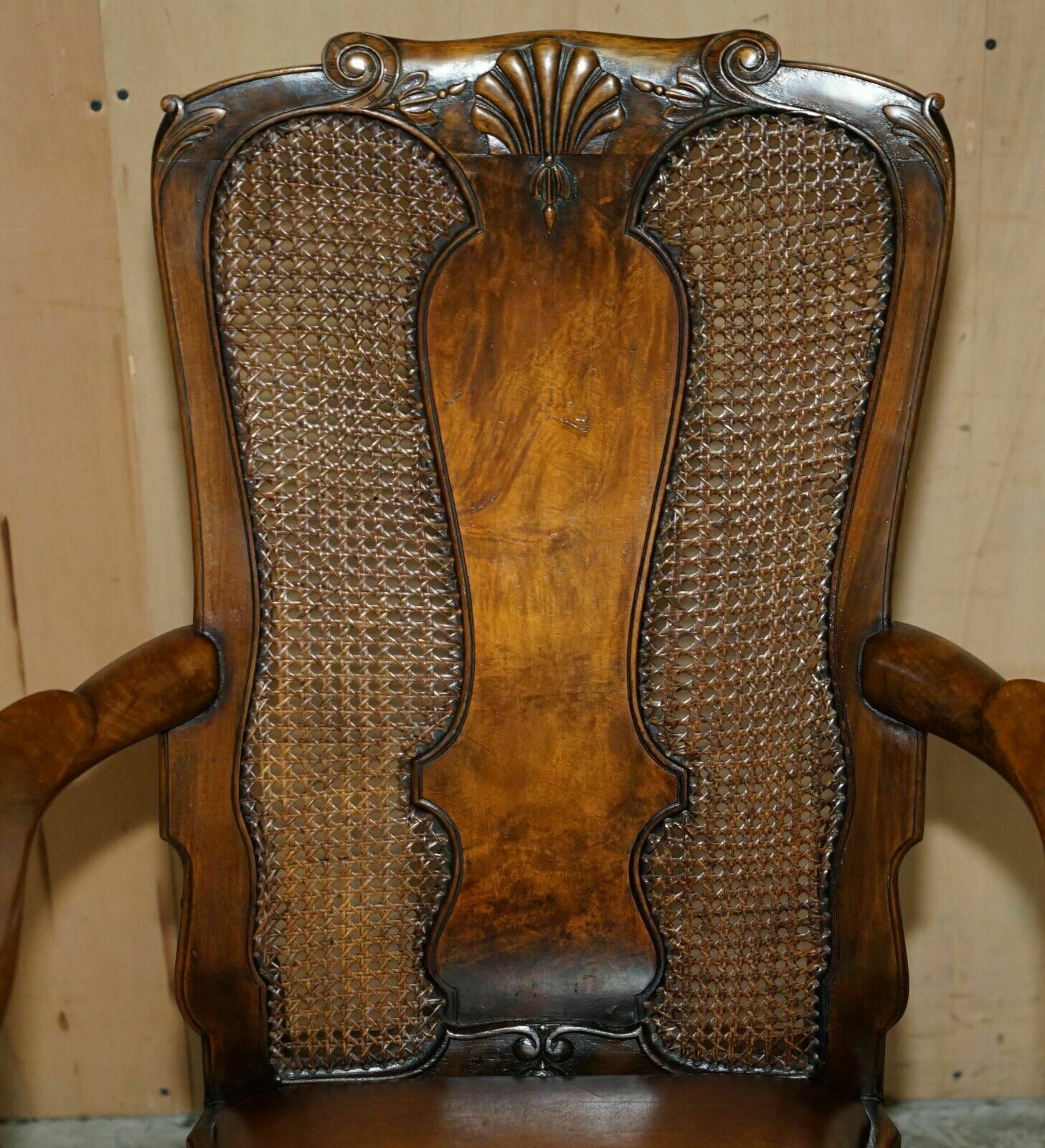 Antique Thomas Chippendale Claw & Ball Carved Bergere Brown Leather Armchair photo Furniture