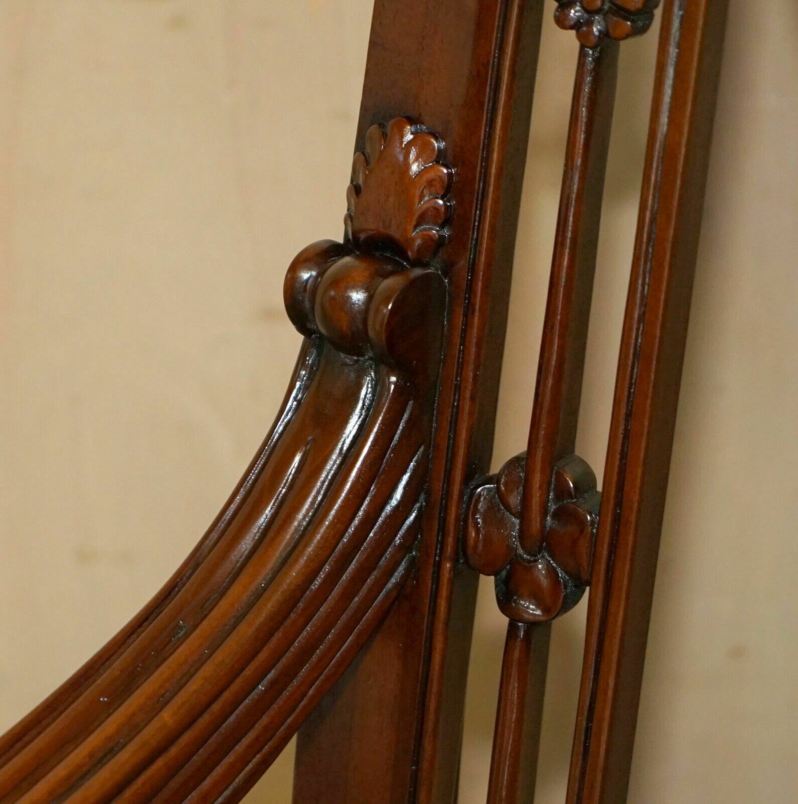 Exquisite Pair Of Hand Carved Mahogany Library Armchairs Lion Griffon Wing Arms photo vintage