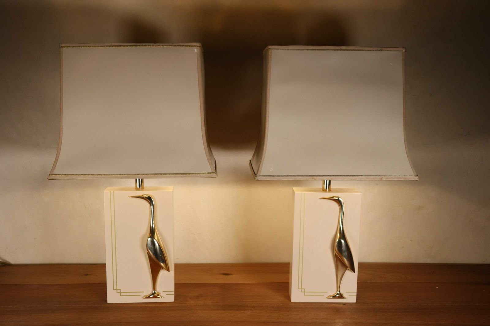 Set Of Vintage Hollywood Regency Heron Bird Lamps, Massive, Belgium, 1970's (St.120) photo 263.0