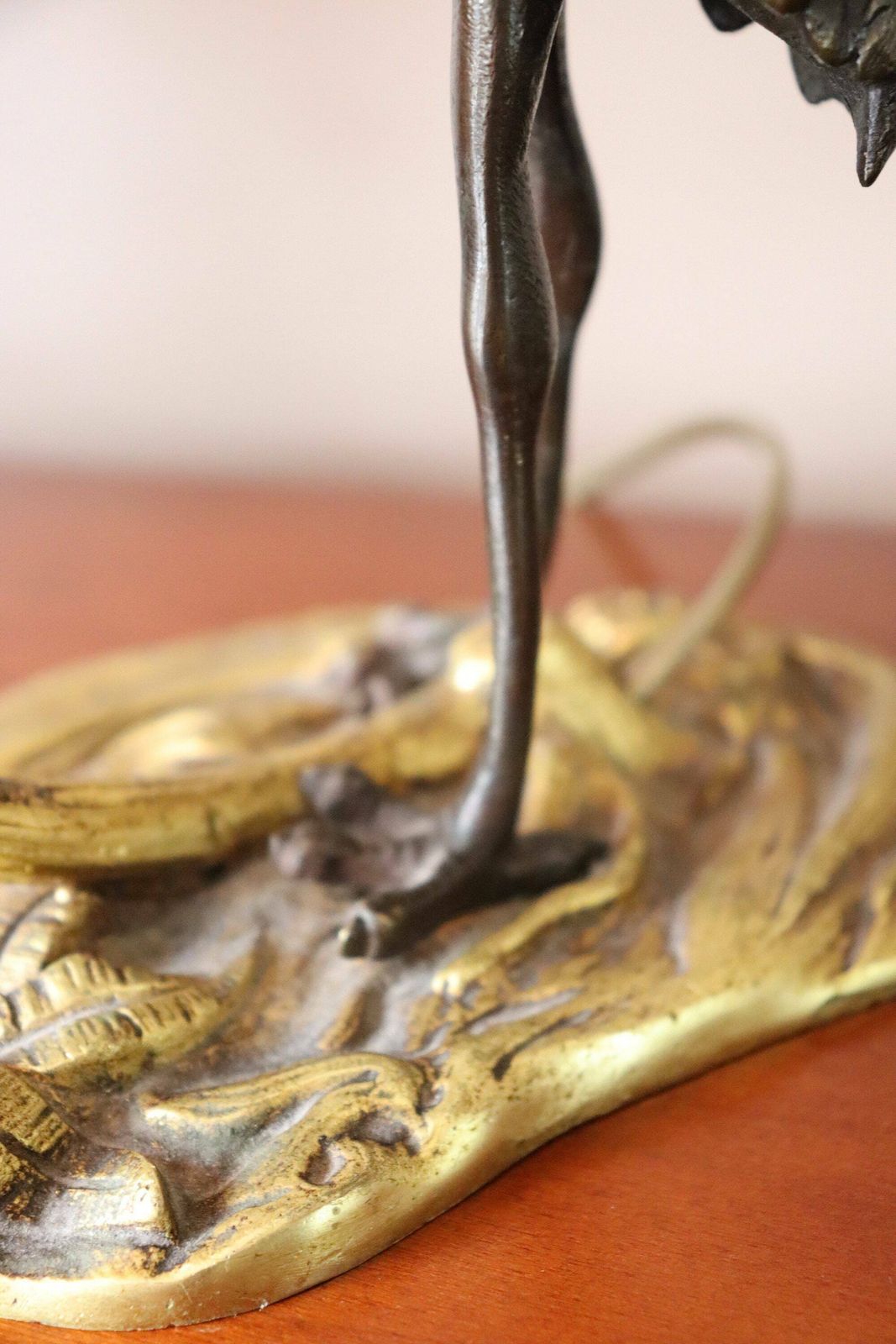 Pair Of French Art Nouveau Bronze Heron Desk Lamps Muller Freres Luneville 1920's (St.24) photo buy