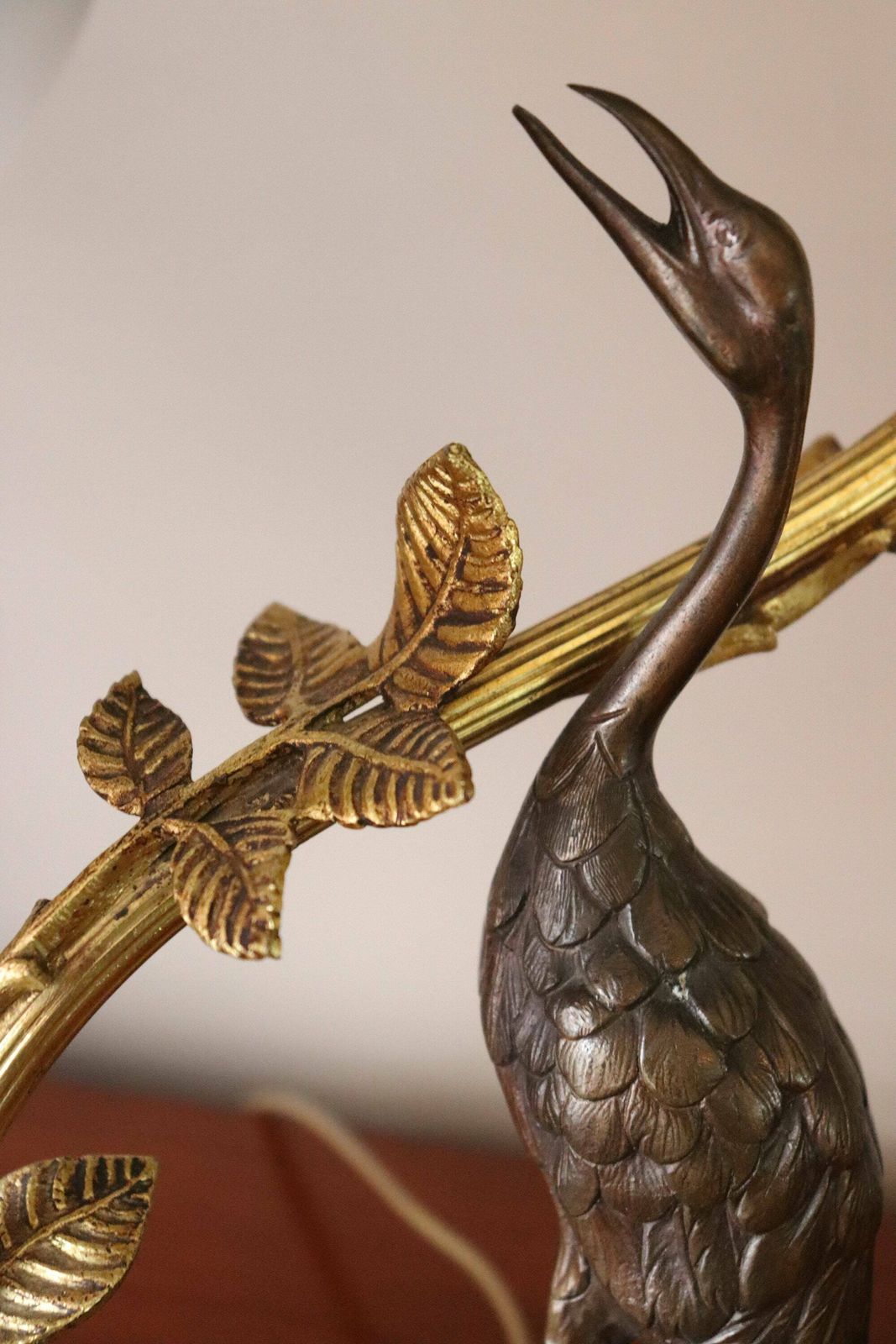Pair Of French Art Nouveau Bronze Heron Desk Lamps Muller Freres Luneville 1920's (St.24) photo vintage
