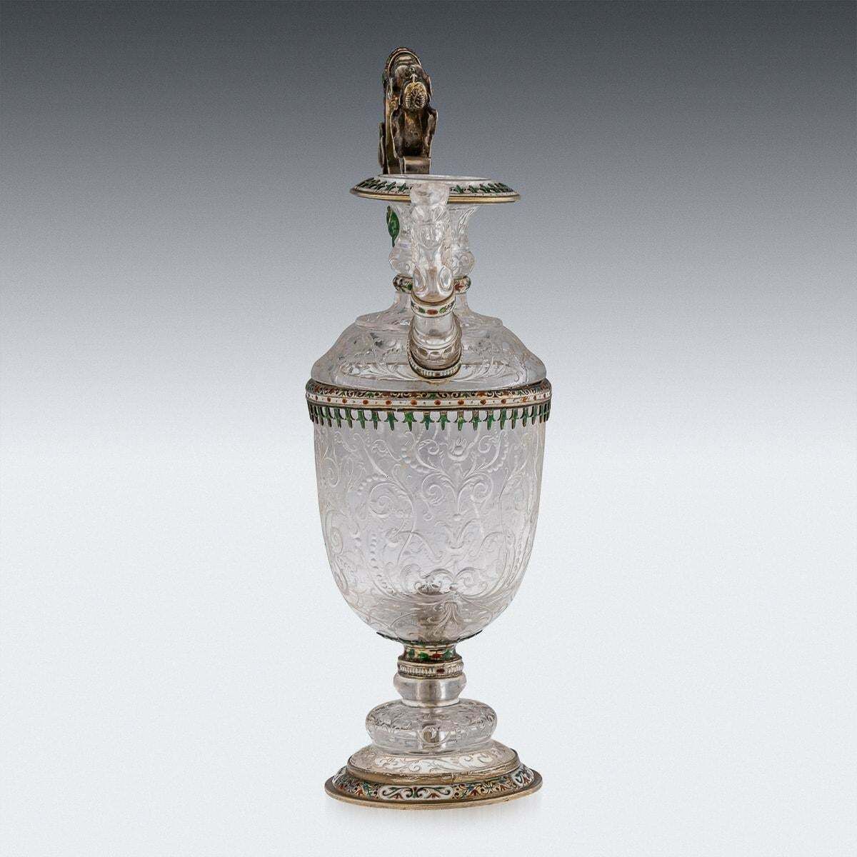 Antique 19thc Austrian Silver, Enamel & Rock Crystal Ewer, Rudolf Linke C.1890 photo 8950.0