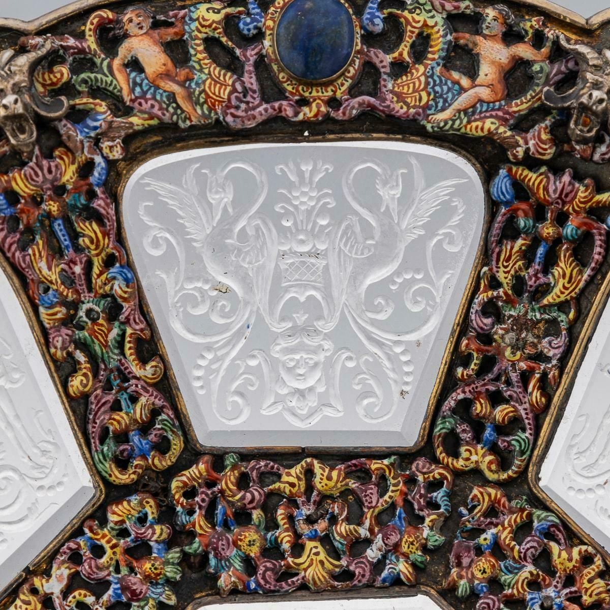 Antique 19thc Austrian Silver, Enamel & Rock Crystal Dish By Rudolf Linke C.1890 photo vintage