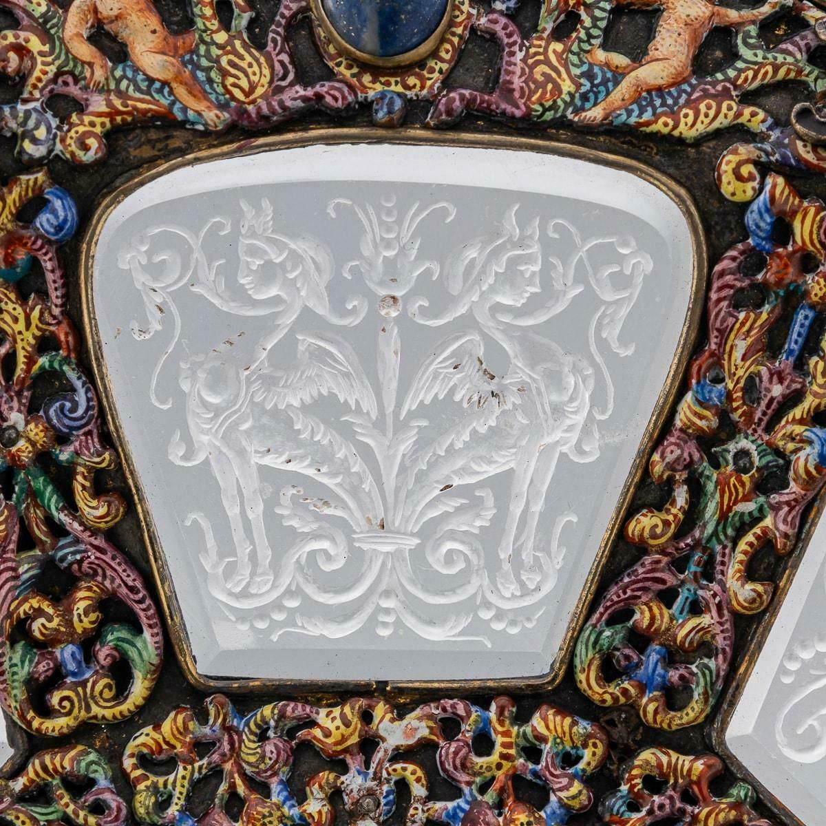 10495.0 Antique 19thc Austrian Silver, Enamel & Rock Crystal Dish By Rudolf Linke C.1890 photo