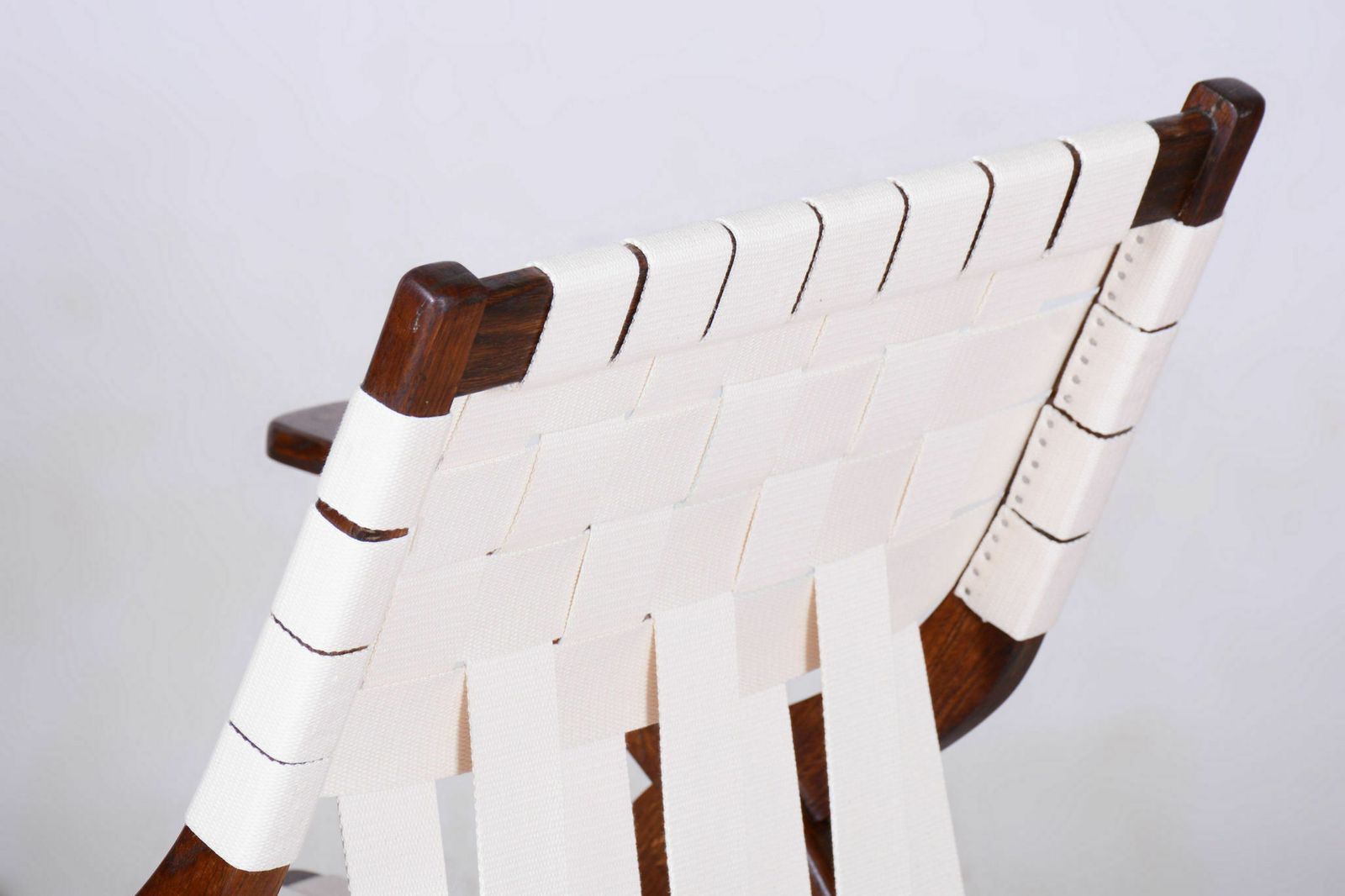 Restored Art Deco Armchair, By Jan Vaněk, Oak, Cotton, Czech, 1940s photo Furniture