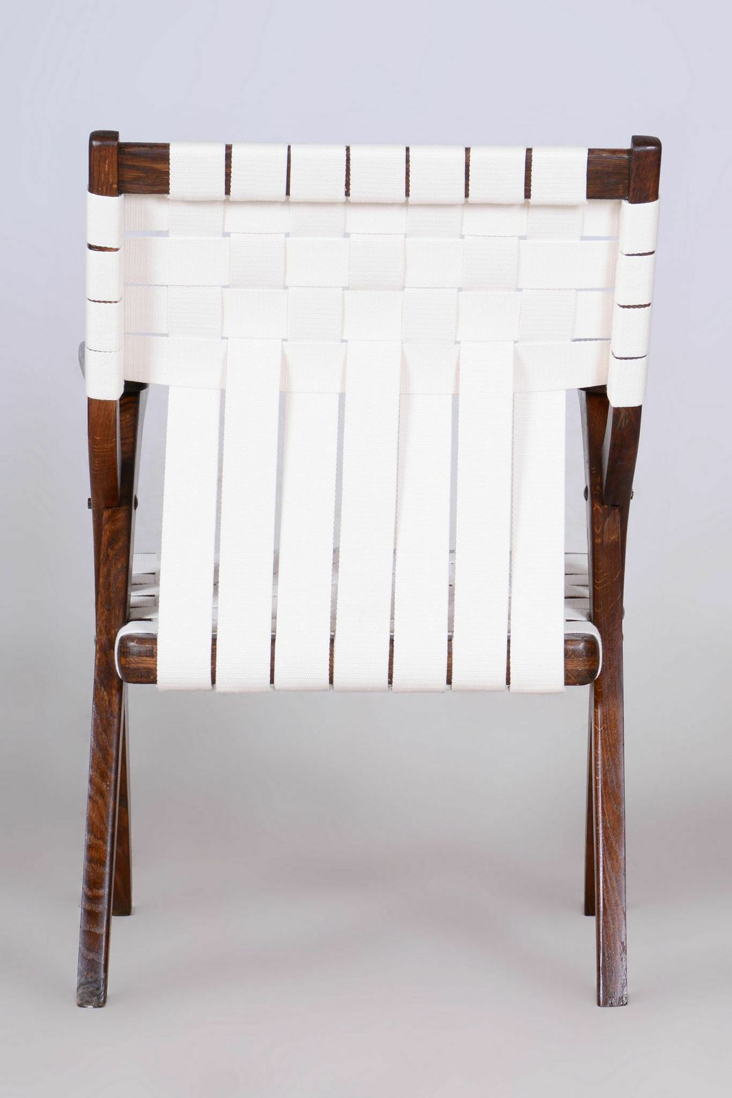 Restored Art Deco Armchair, By Jan Vaněk, Oak, Cotton, Czech, 1940s photo vinterior