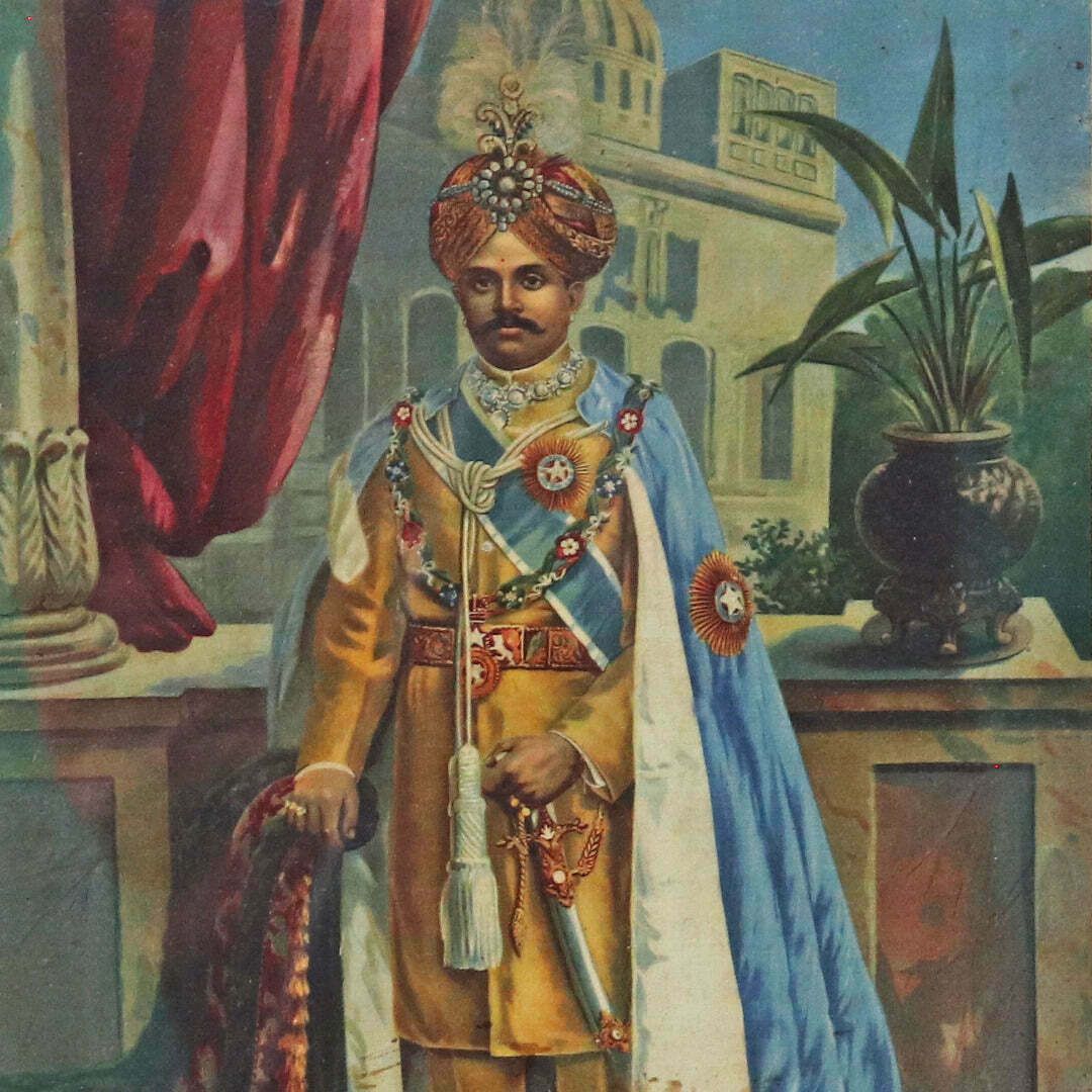 Maharaja Of Mysore   Vintage Ravi Varma Print photo furniture