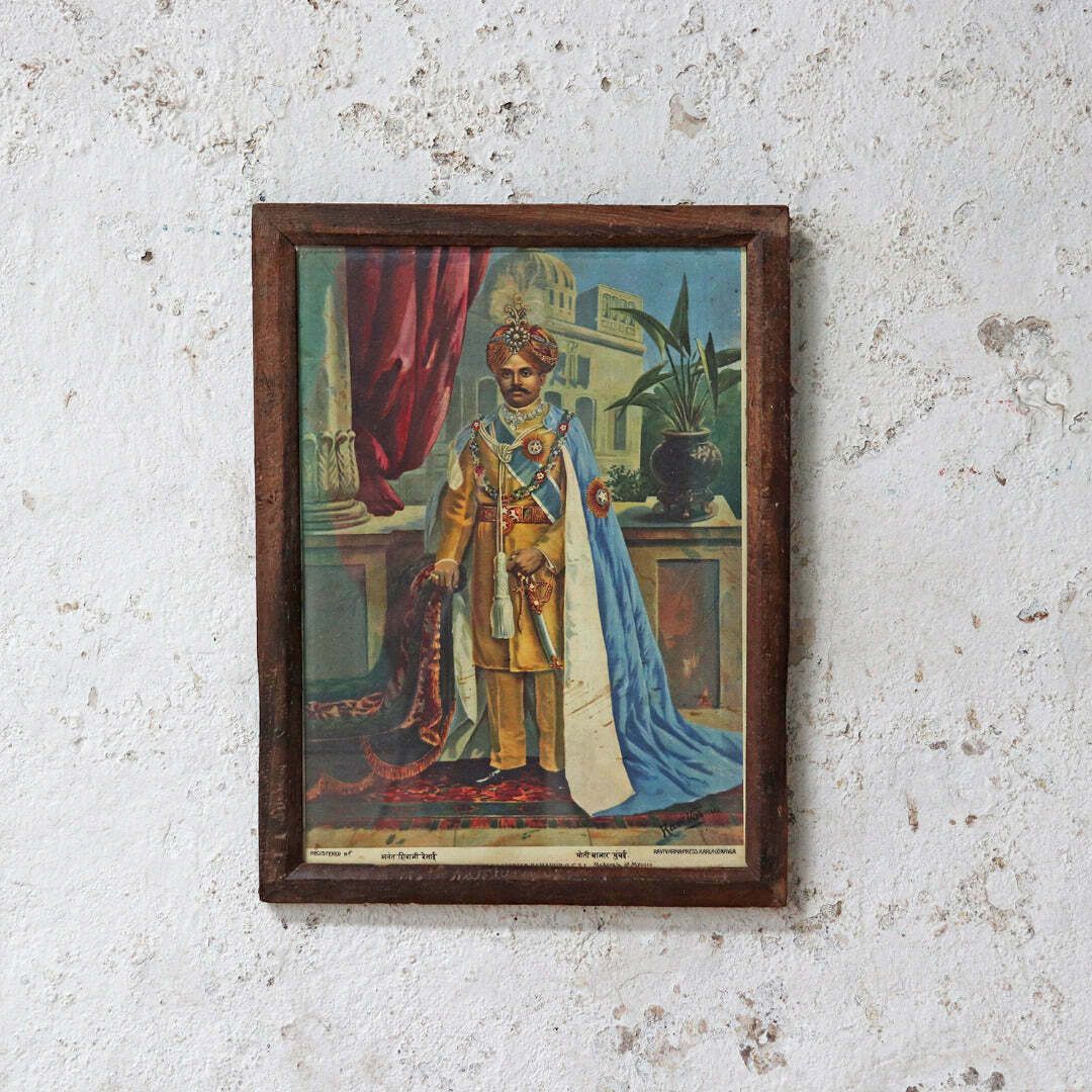 Maharaja Of Mysore   Vintage Ravi Varma Print photo for sale