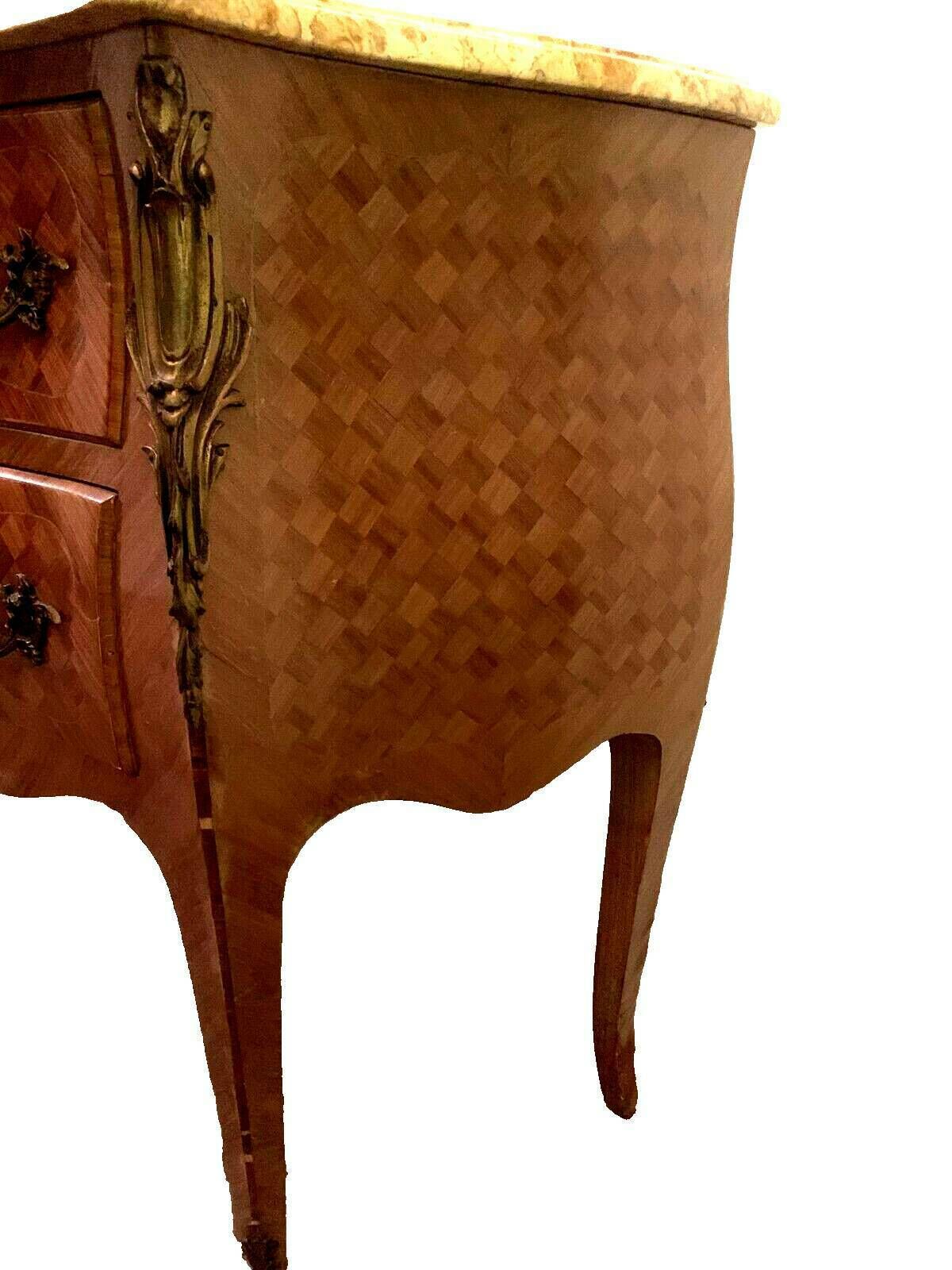 Curved Louis XV Style Chest Of Drawers 20th Century Marble Top photo vinterior