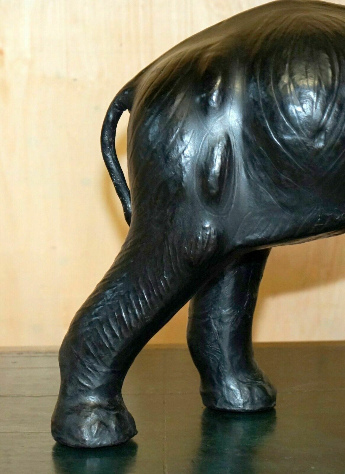 Lovely Happy Glass Eyed Liberty's London Omersa Leather Elephant Footstool Stool photo for sale
