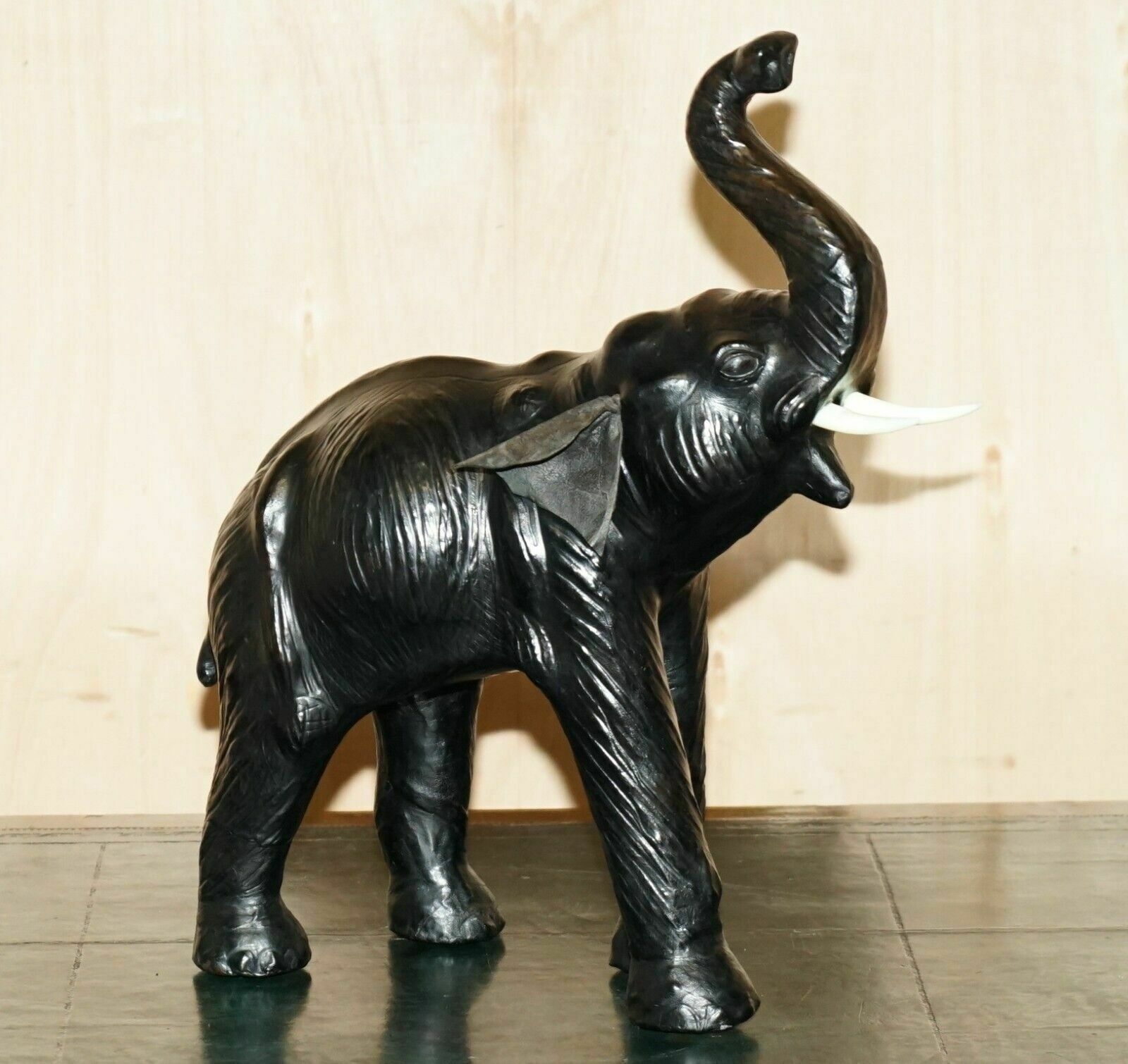 Lovely Liberty's London Omersa Leather Elephant Footstool Stool With Glass Eyes