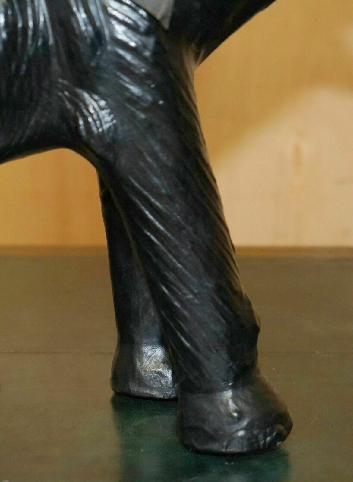 Lovely Liberty's London Omersa Leather Elephant Footstool Stool With Glass Eyes photo vinterior