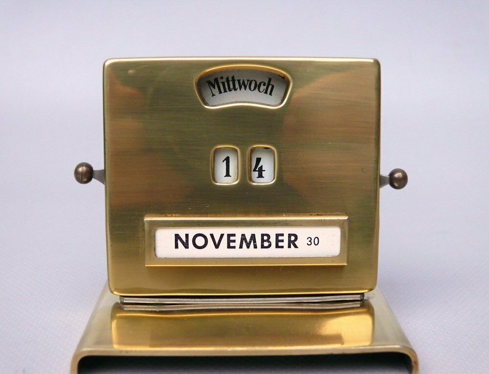 Bauhaus Eternal Calendar In Brass By Jakob Maul, 1930s photo vintage