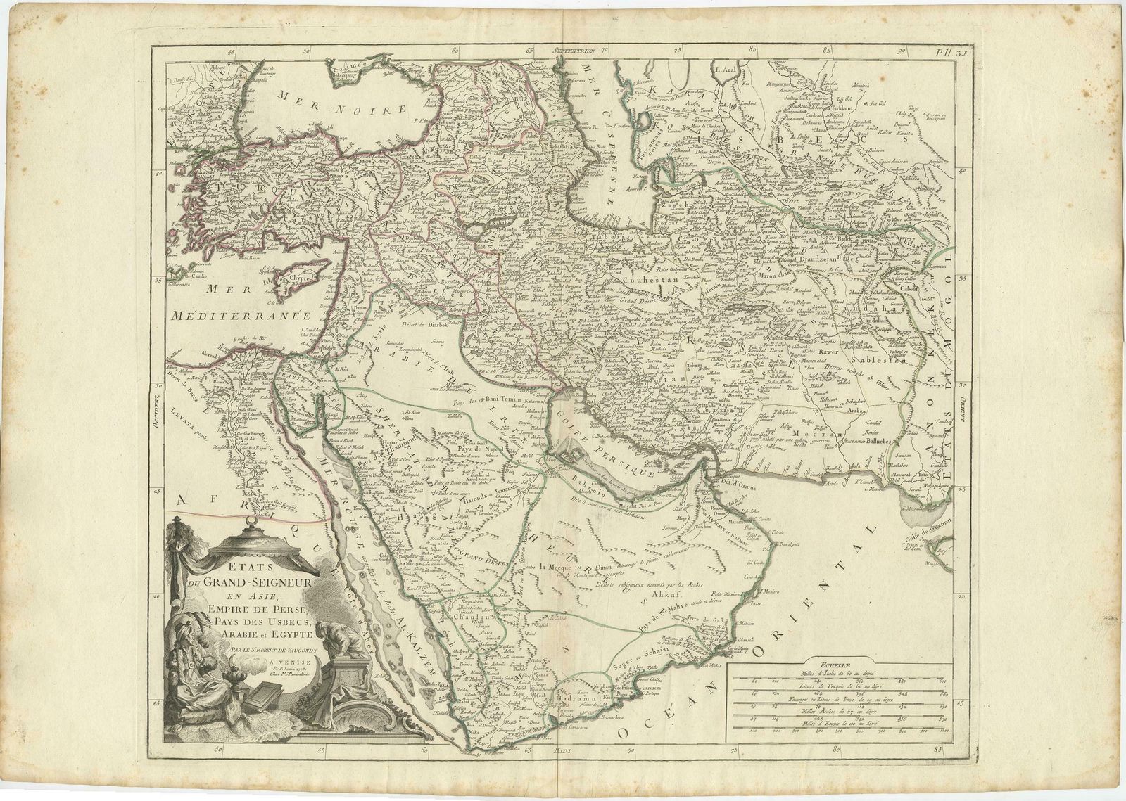 Detailed Original Antique Map Of The Turkish Empire With Arabia, 1778 photo Art