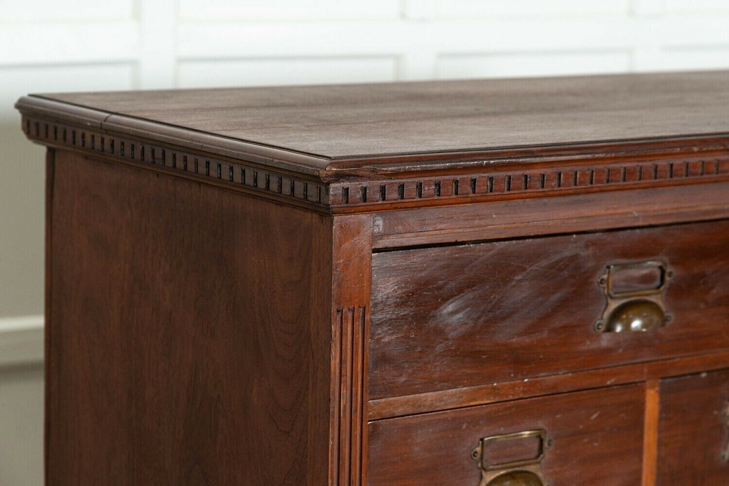 photo vinterior Large 19thc English Walnut Apothecary Bank Drawers