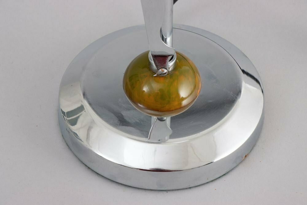 Art Deco Chrome Table Lamp With A Nude Silhouette On Green Phenolic Mound, British C.1930 photo for sale