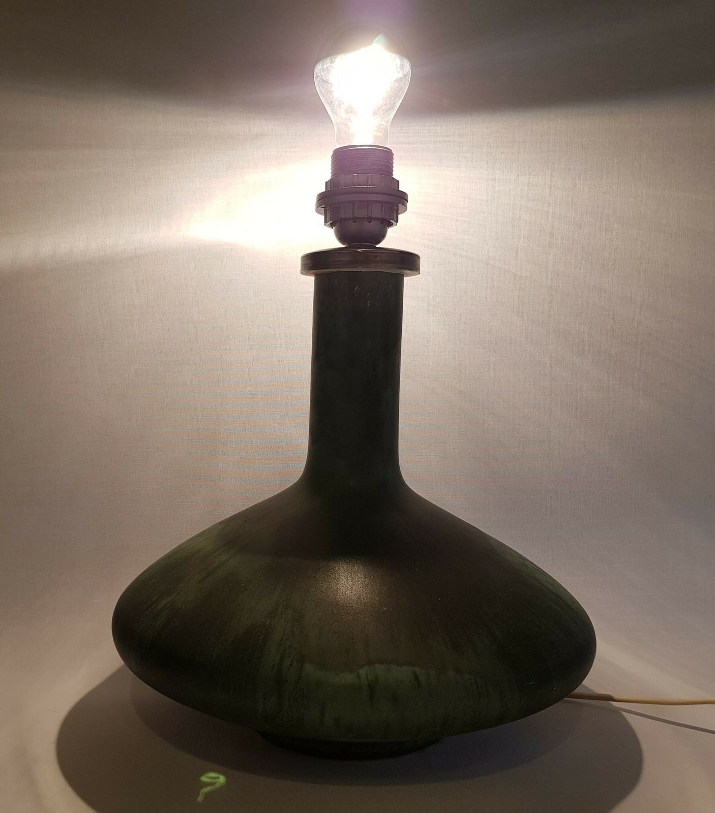 Vintage Otto Keramik Green Ufo Table Lamp West German Pottery 1960s 1970s photo for sale