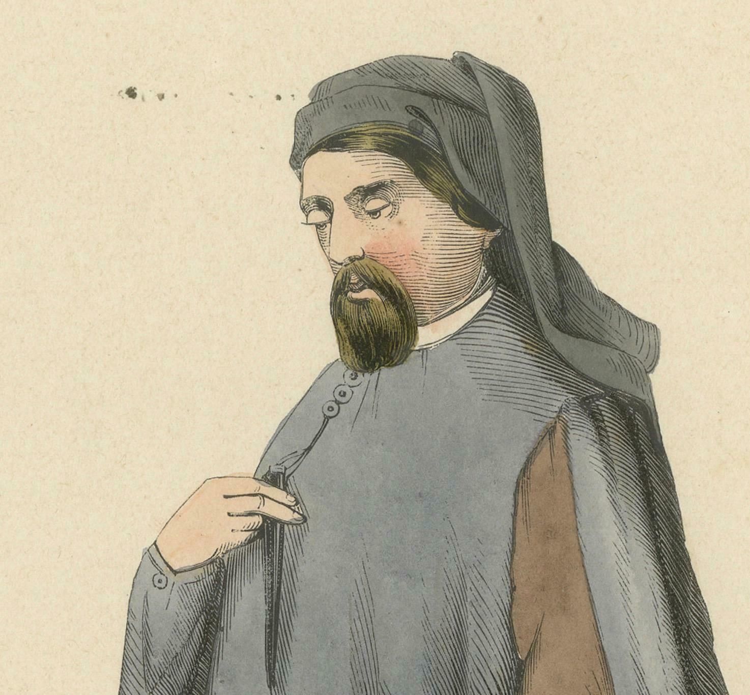 Medieval Sobriety: A Scholarly Figure In 'Costume Du Moyen âge, 1847 photo Art
