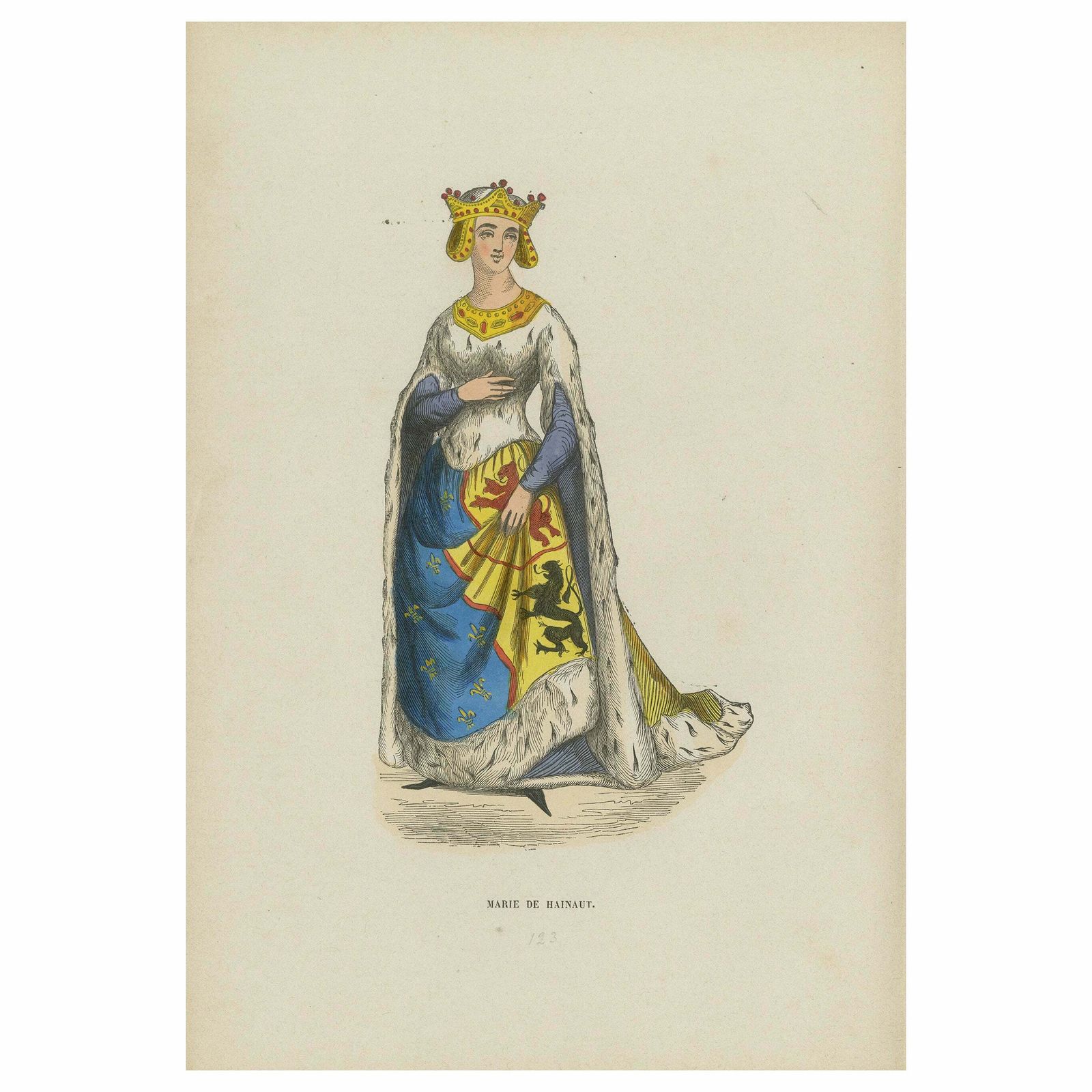 An Original Lithograph Showing The Regal Elegance Of Marie De Hainaut, 1845