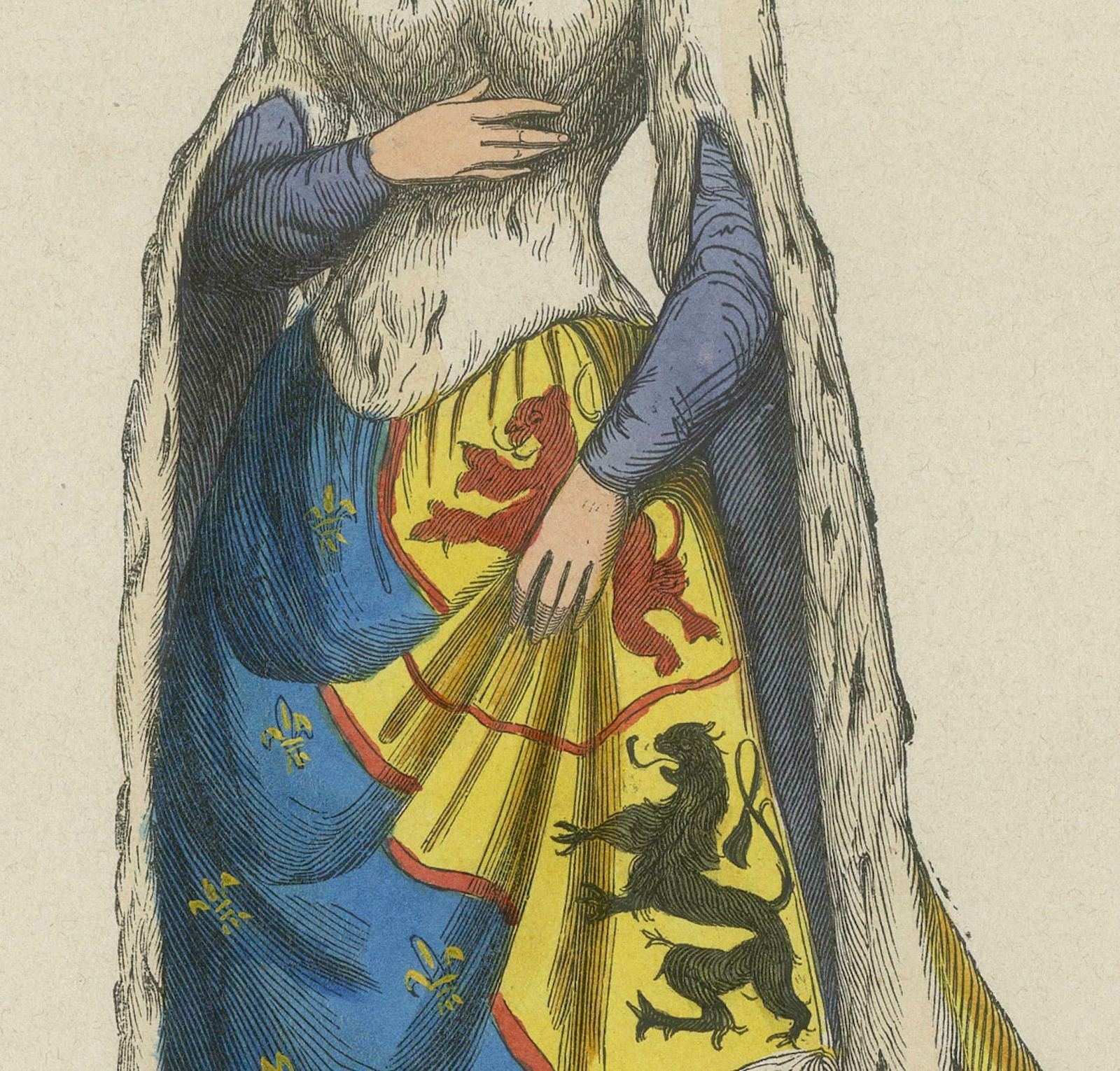 An Original Lithograph Showing The Regal Elegance Of Marie De Hainaut, 1845 photo for sale
