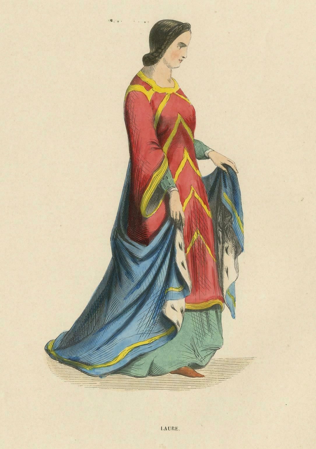 Renaissance Grace: A Lady's Attire In 'Costume Du Moyen âge', 1847 photo 164.0