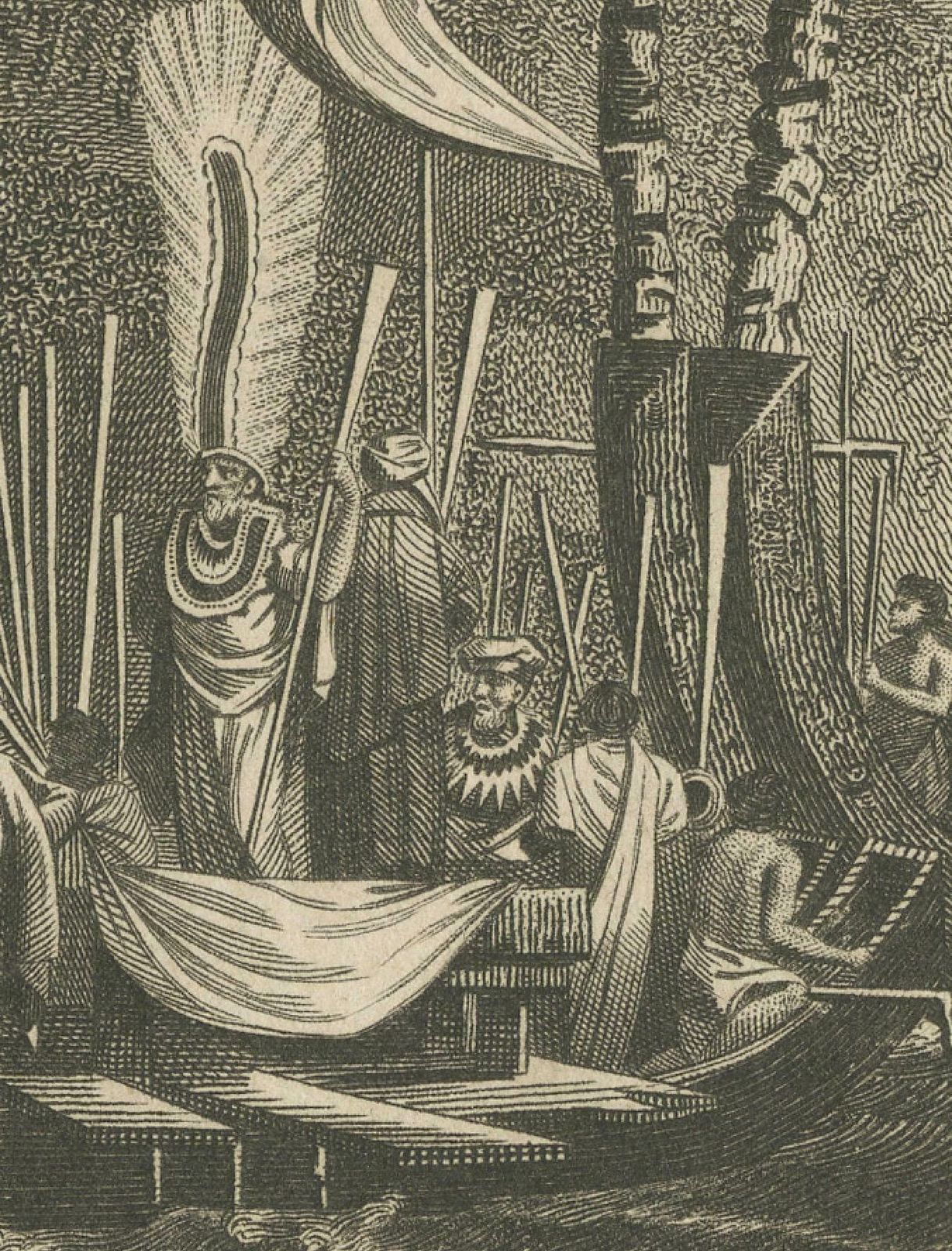 Naval Might Of Tahiti: War Canoes Observed By Captain Cook, Circa 1817 photo Art