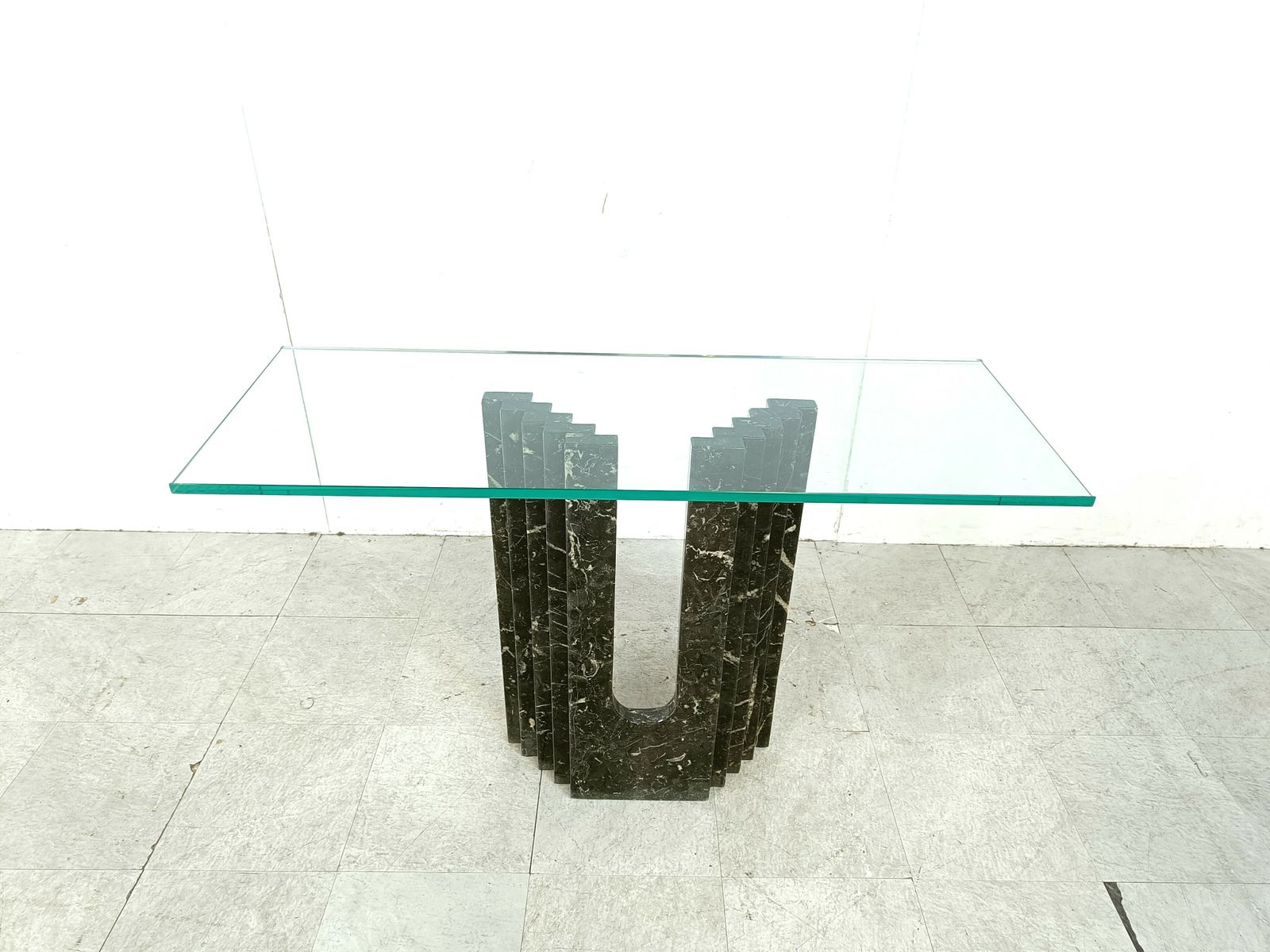 Vintage Black Marble Console By Cattelan Italy, 1980 photo vintage