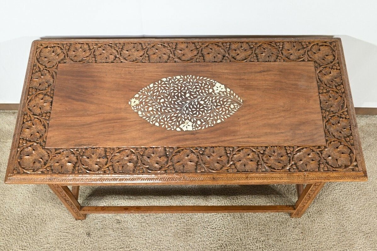 Oriental Folding Table In Exotic Wood – Early 20th Century photo Furniture
