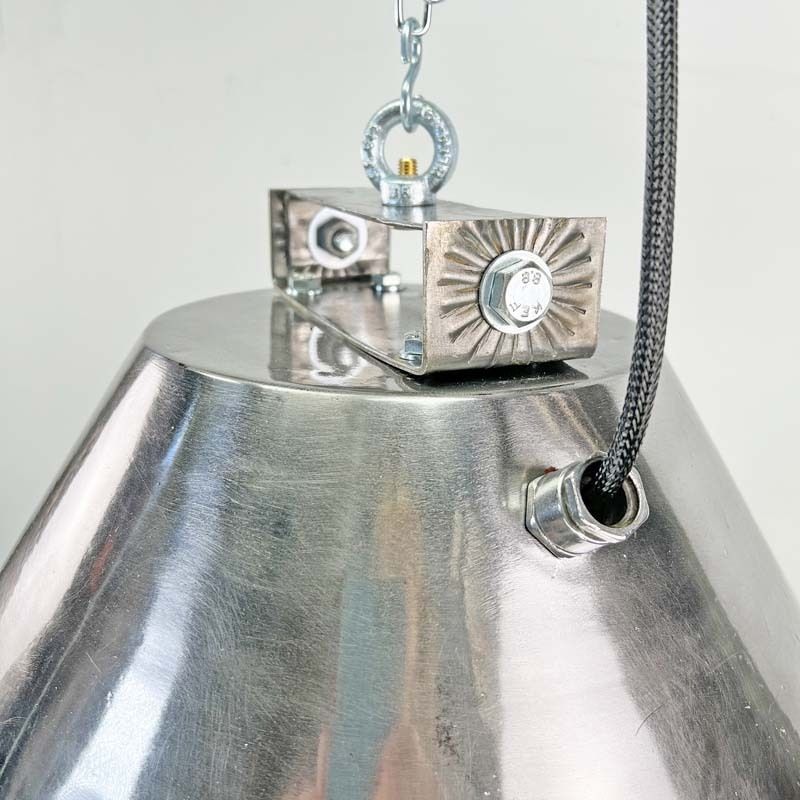 photo furniture Industrial Aluminium Ceiling Pendant Light By Veb Of Germany With Cage