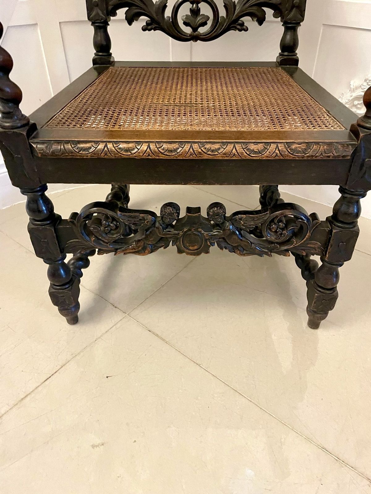 Large Antique 19th Century Quality Carved Oak Throne Chair photo 1285.0