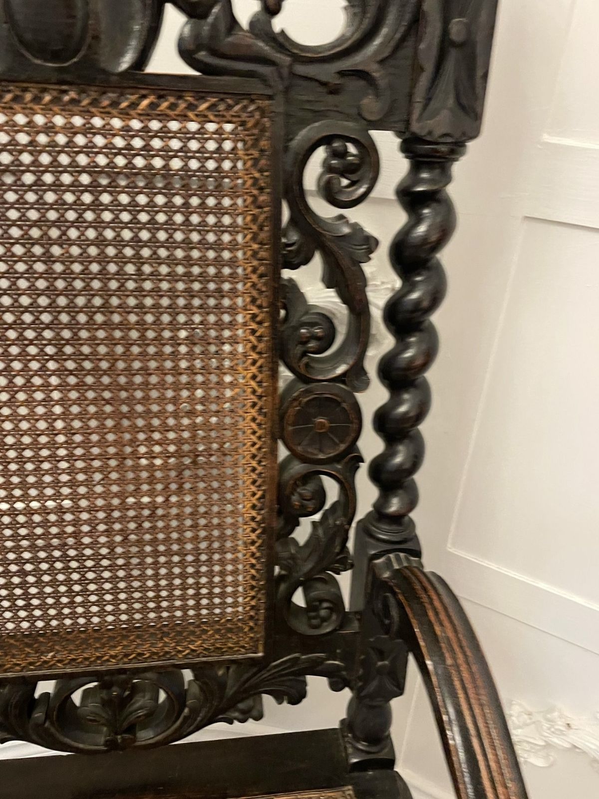 Large Antique 19th Century Quality Carved Oak Throne Chair photo vintage