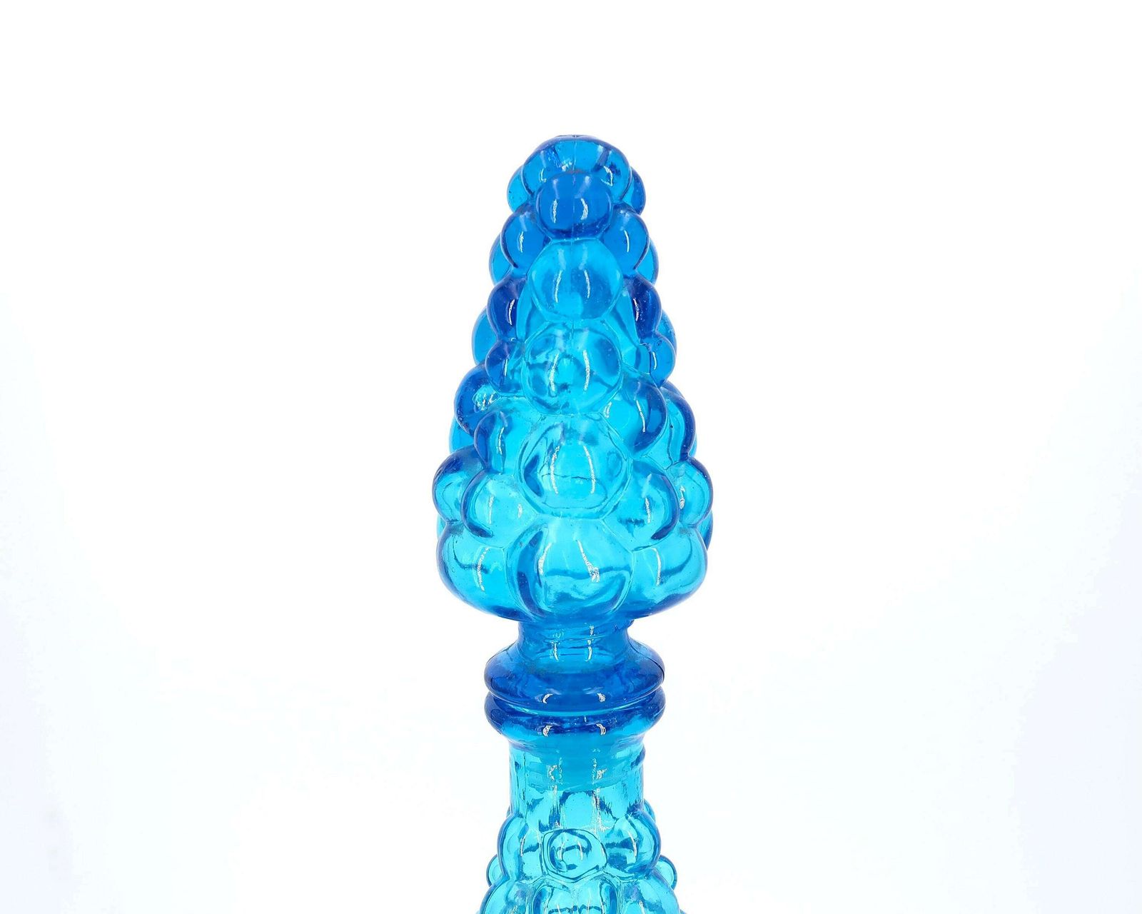 Vintage Blue Bubble Glass Genie Bottle, Italian Decanter, 1960s / Empoli, Boho Chic, Bohemian, Folk, Made In Italy photo furniture