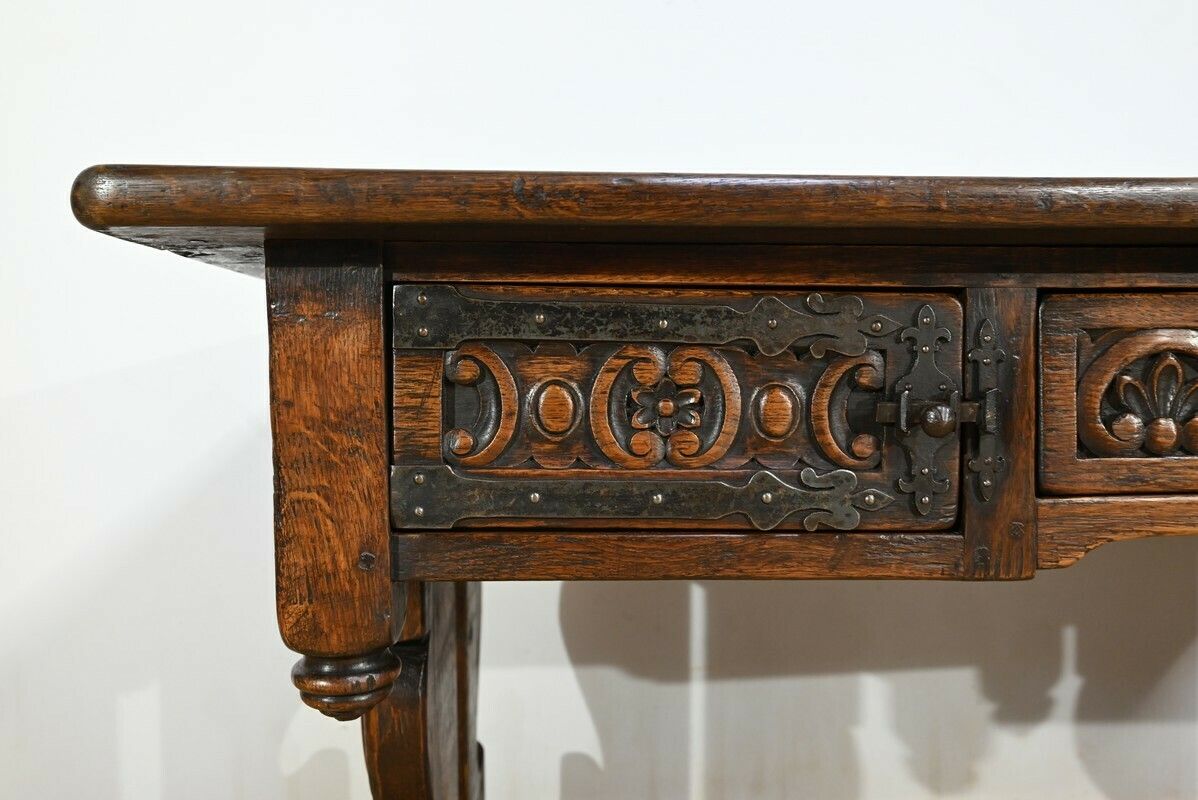 Oak Desk Table, Neo Gothic Style – Early 20th Century photo buy