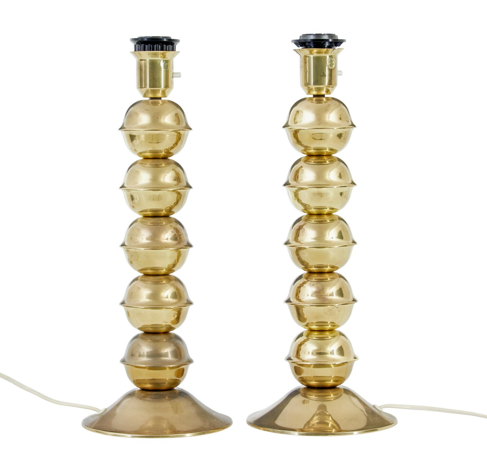 Pair Of 1970’s Brass Table Lamps By Elamatur Kosta