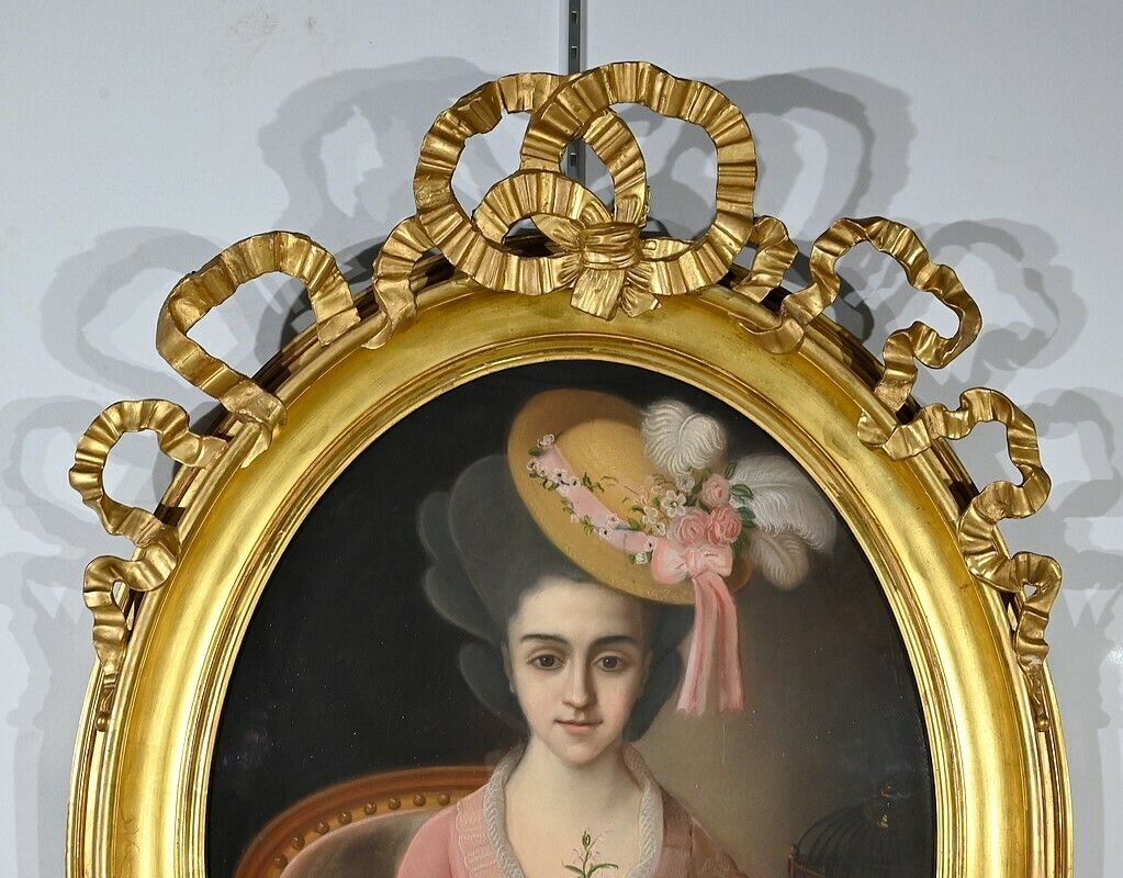 Important Pastel “The Girl With The Canary”, 19th Century French School photo vinterior