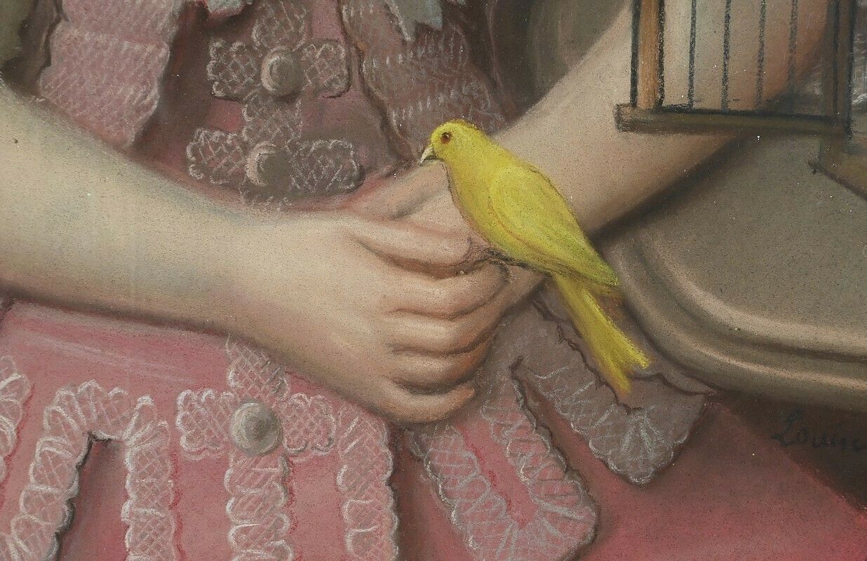 2948.7903227799998 Important Pastel “The Girl With The Canary”, 19th Century French School photo