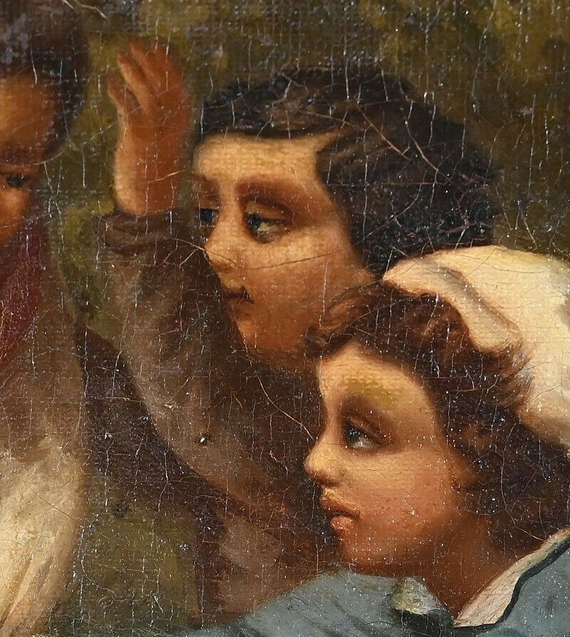 Oil On Canvas “Children’s Games”, 19th Century French School photo 539.9193548520001
